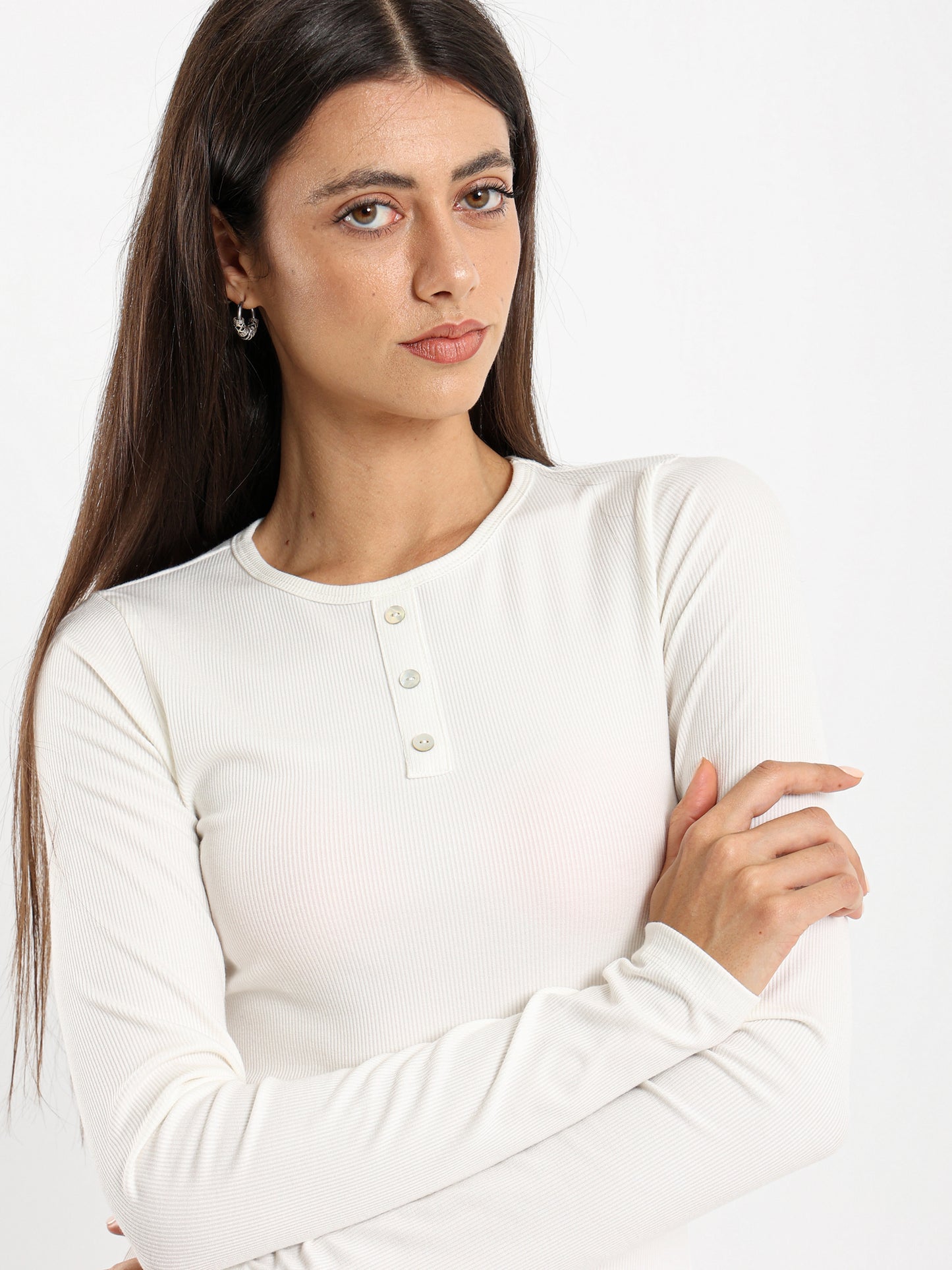 Quarter Placket Long Sleeve T-Shirt