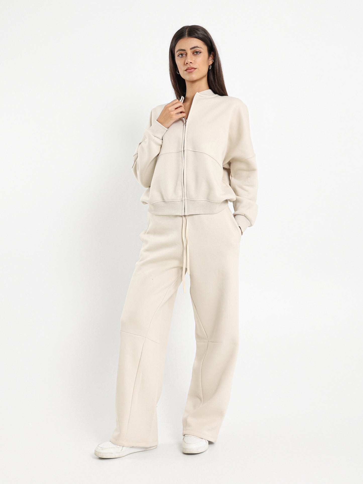 Stitched Detail Zip-Up Sweatshirt