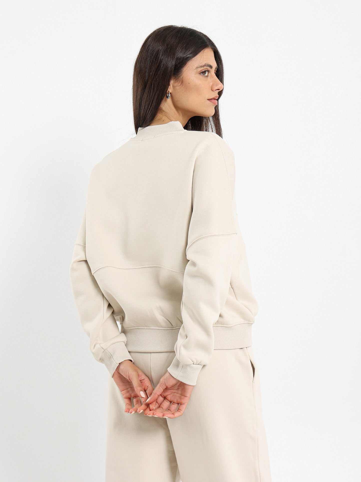 Stitched Detail Zip-Up Sweatshirt