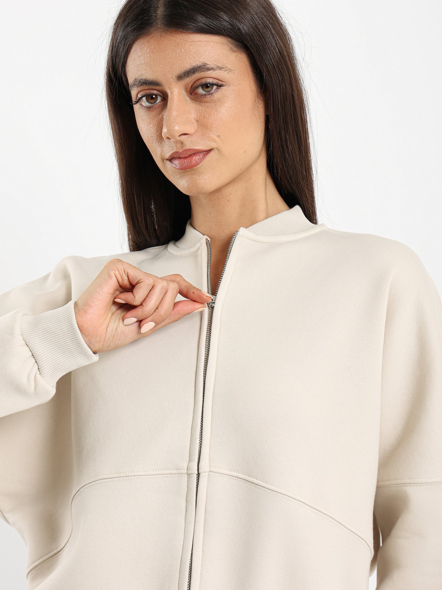 Stitched Detail Zip-Up Sweatshirt