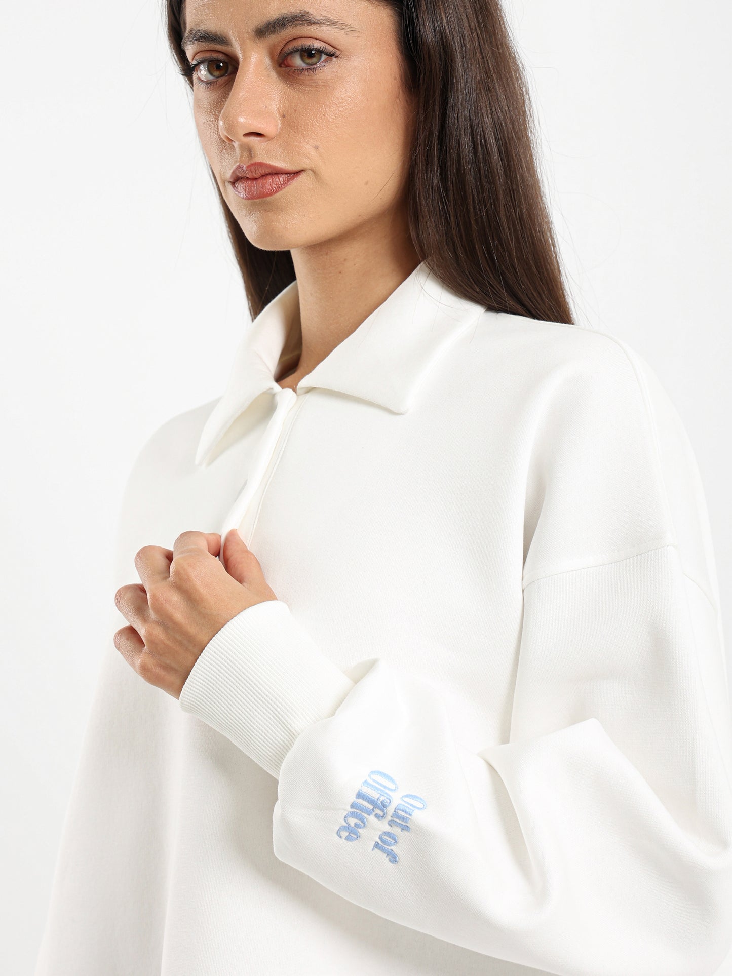 Big Collared Cropped Sweatshirt