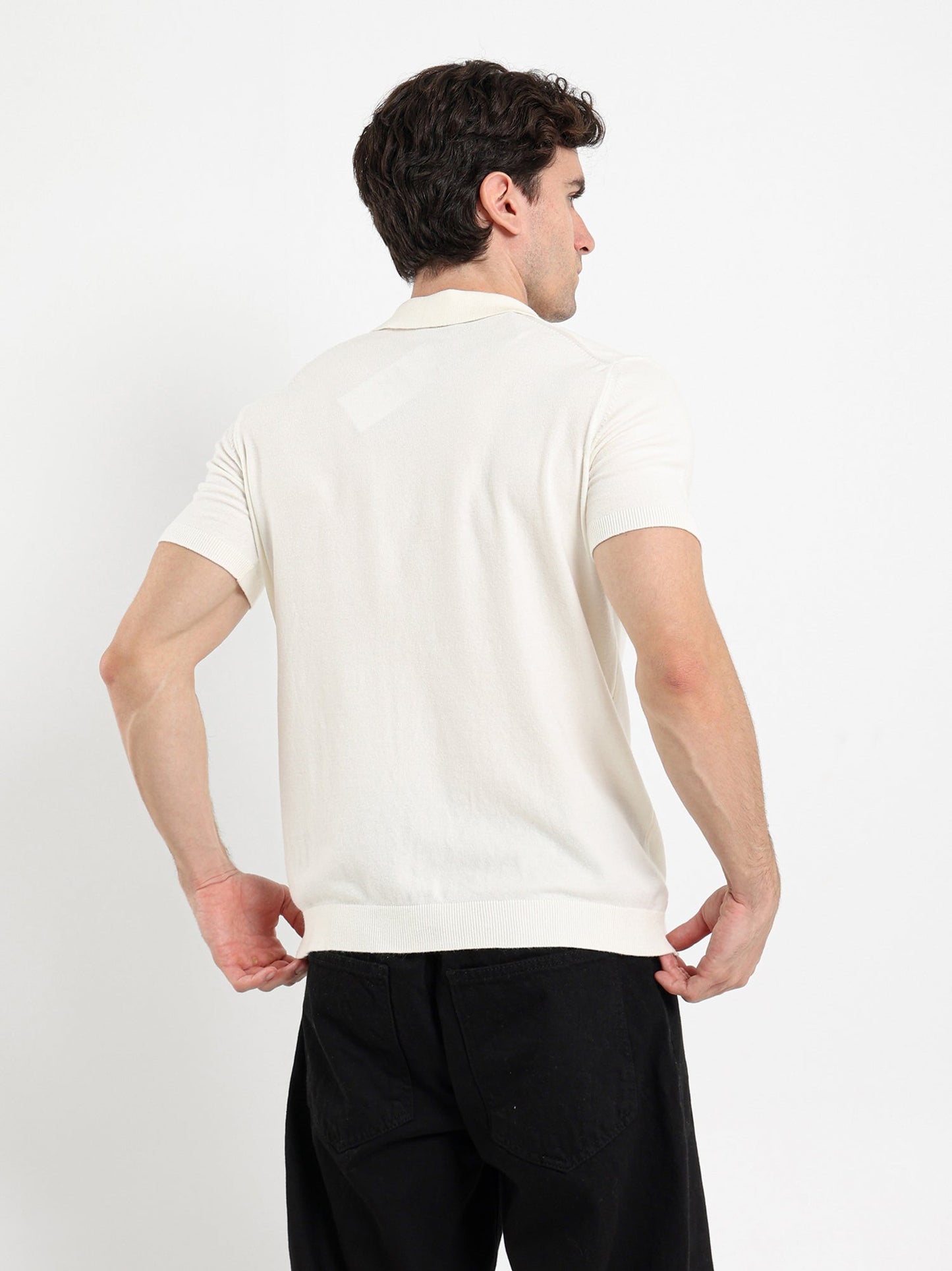 V-Placket Short Sleeve Polo Shirt