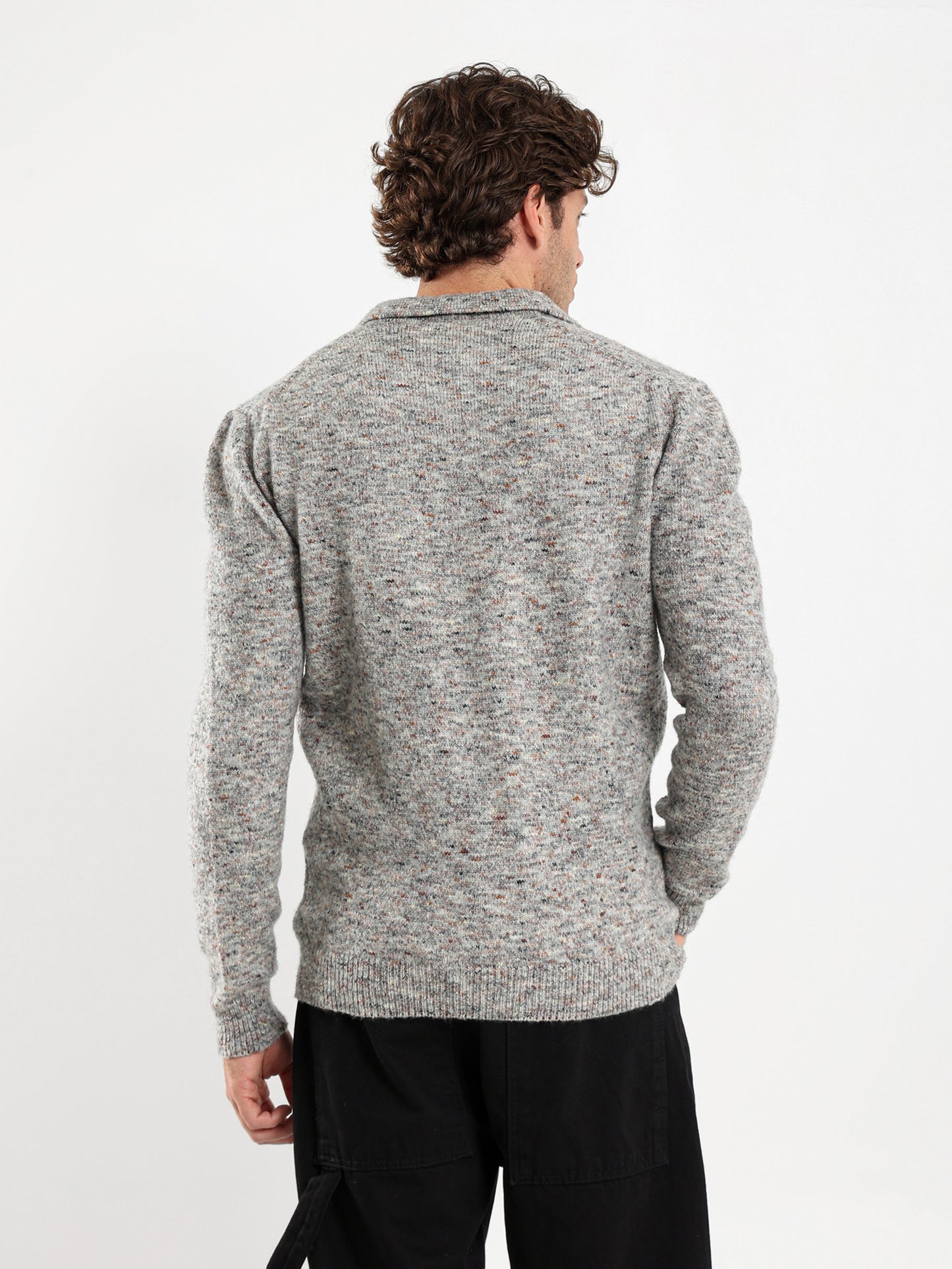 Oversized Textured Long Sleeve Polo