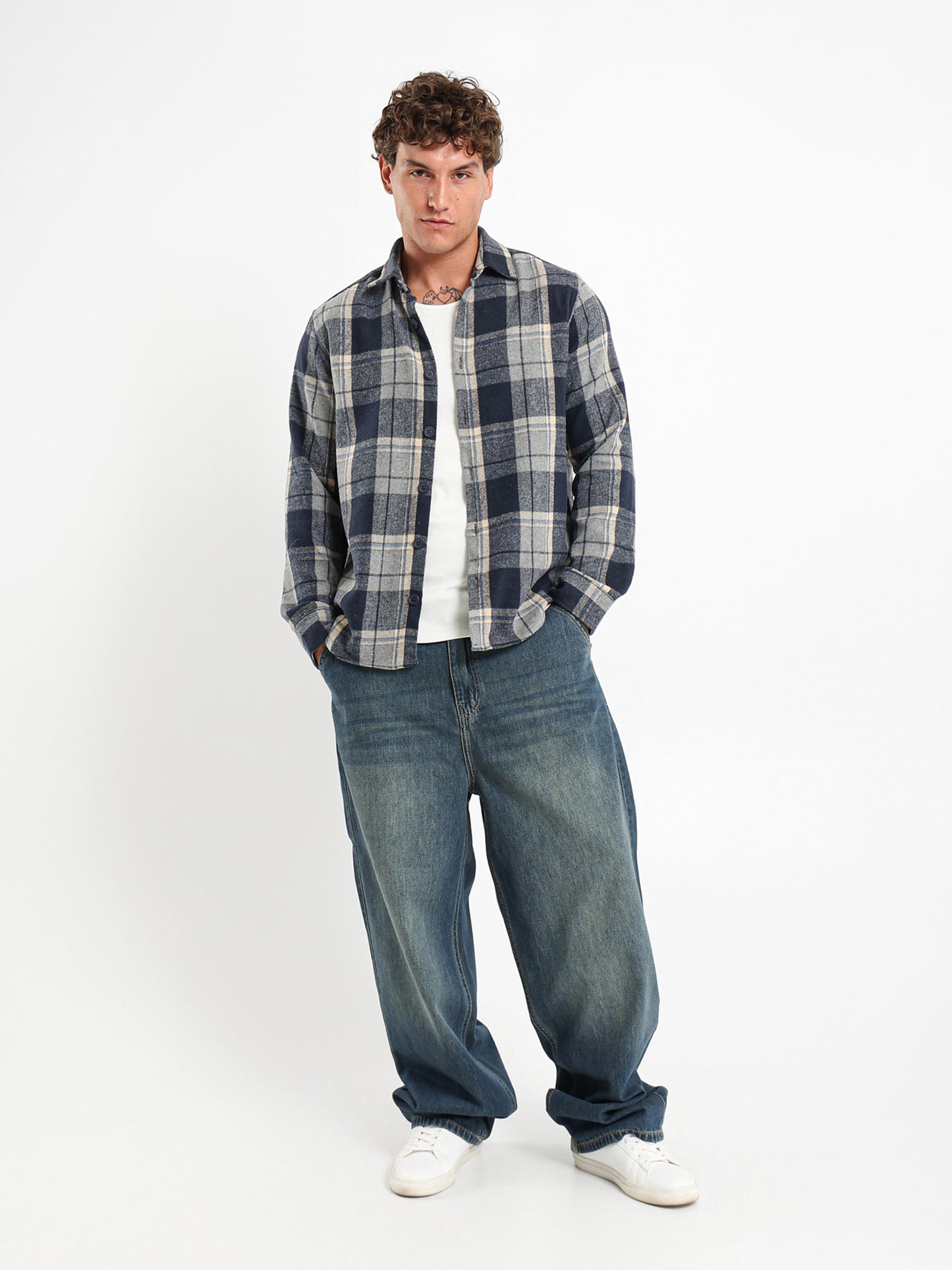 Checkered Button Overshirt