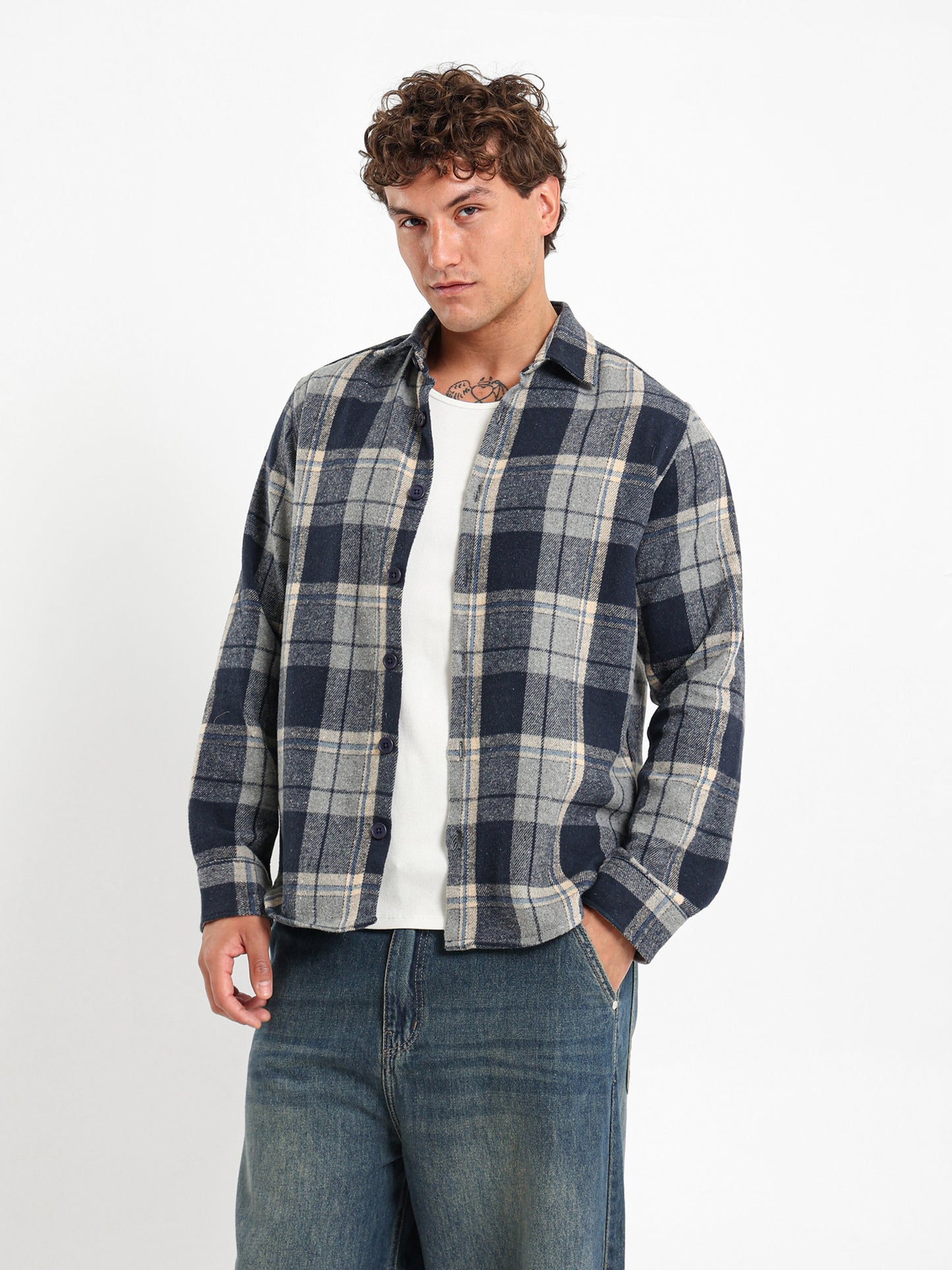 Checkered Button Overshirt