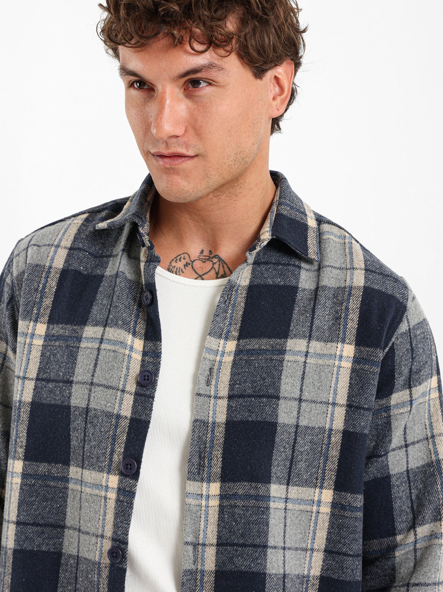 Checkered Button Overshirt