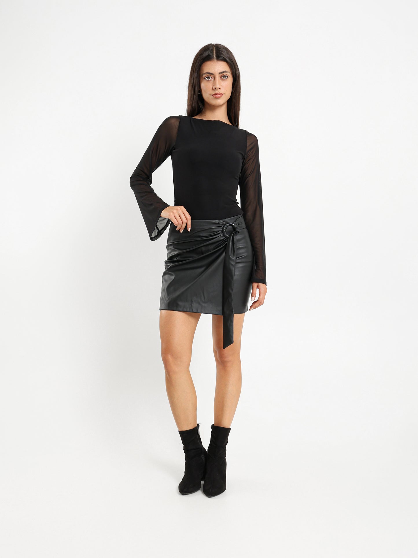 Mesh Backless Long Sleeve Top