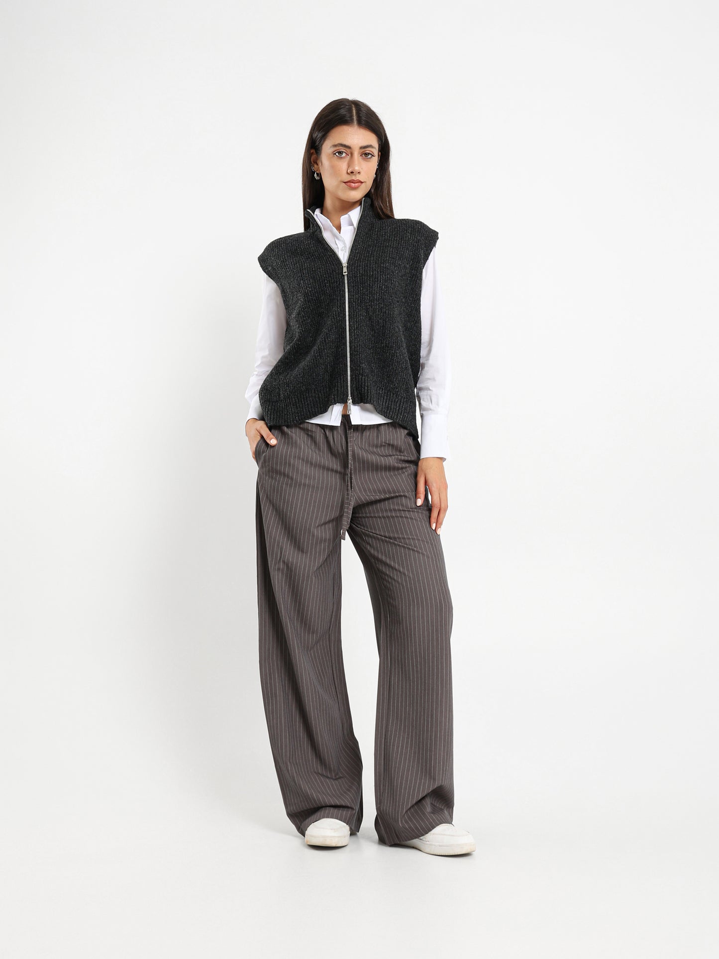 Sleeveless Vest With Double Side Zipper