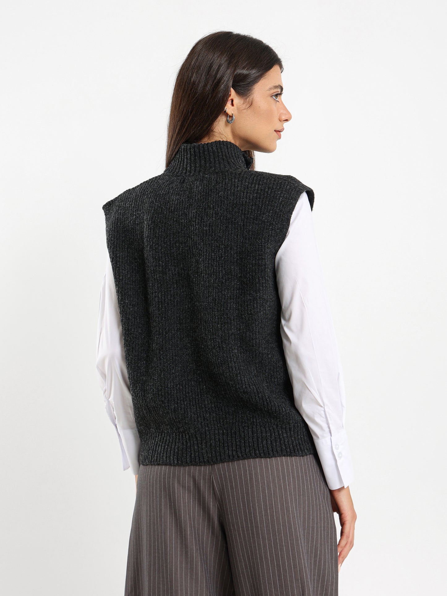 Sleeveless Vest With Double Side Zipper