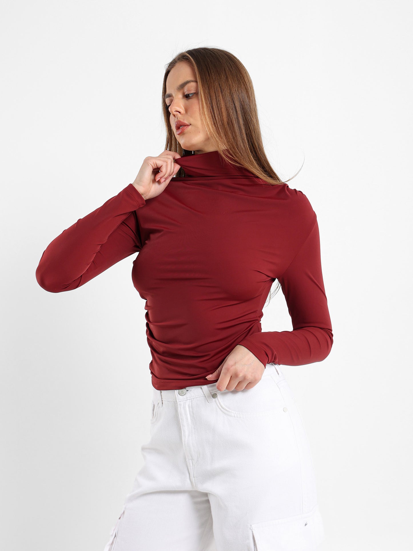 Side Ruched Long Sleeve Top