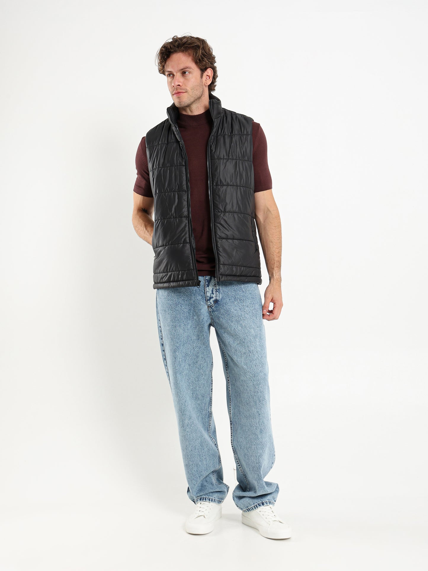 Mock Neck Tricot T-Shirt