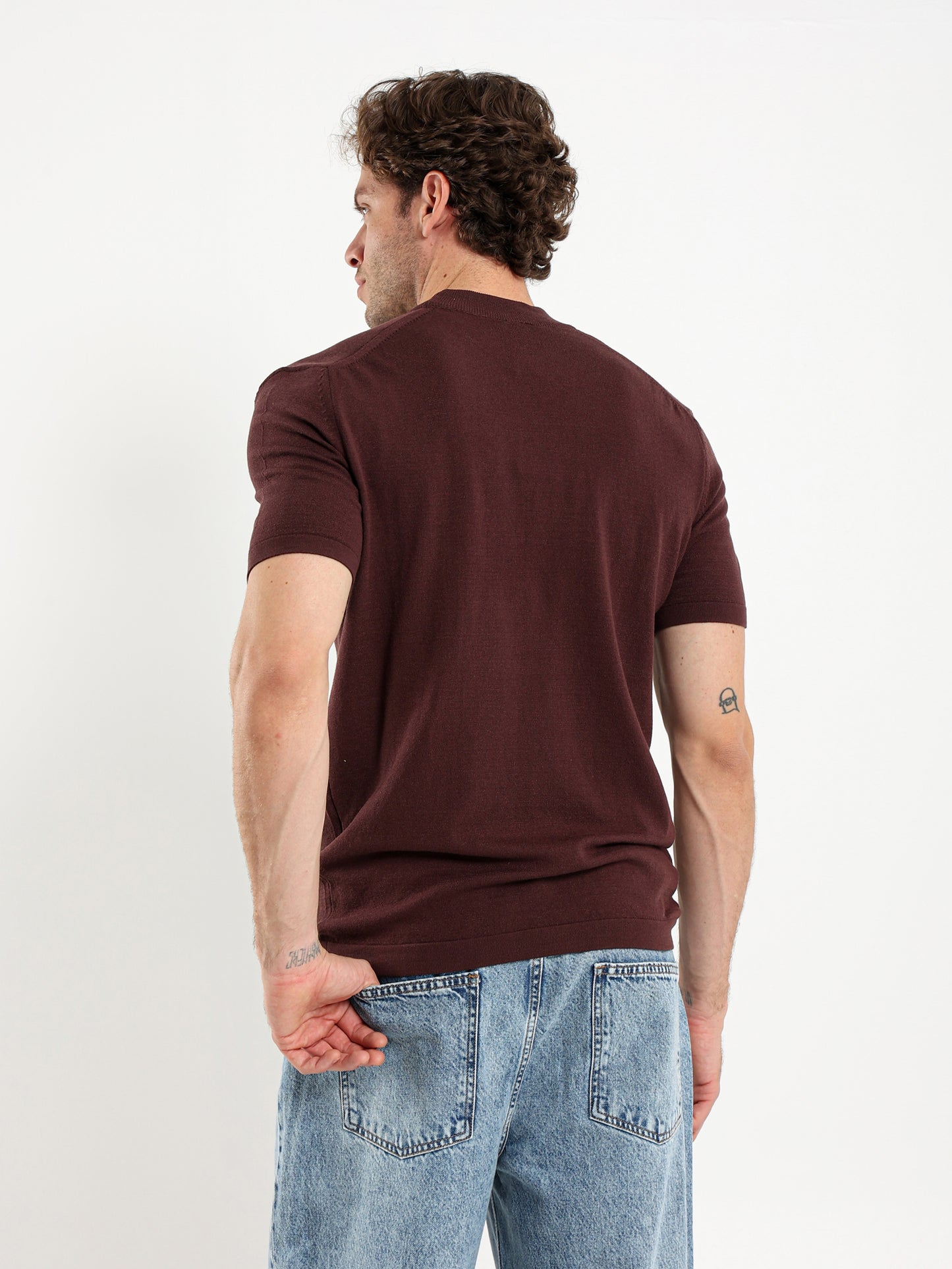 Mock Neck Tricot T-Shirt