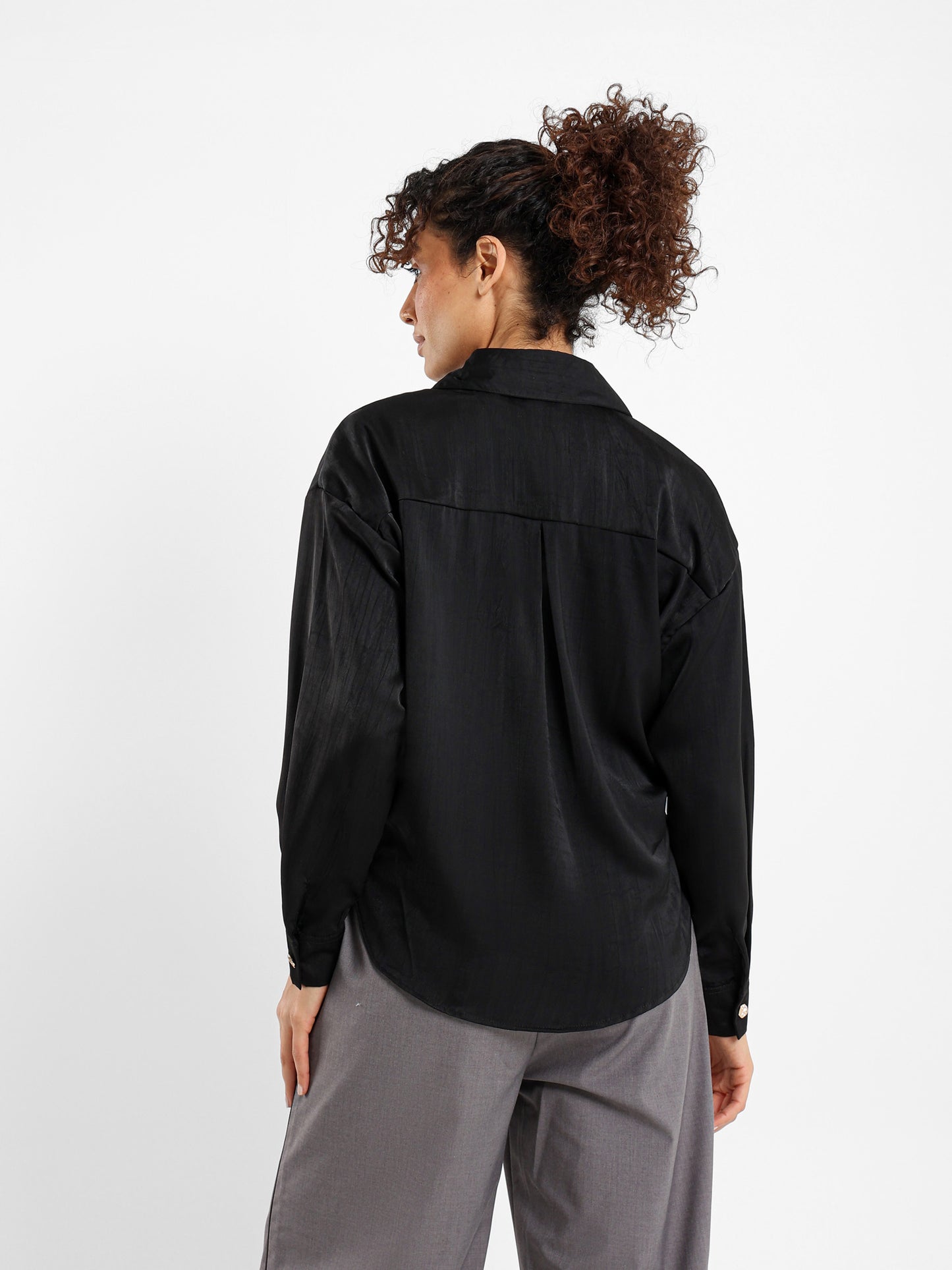 Knotted Satin-Effect Blouse