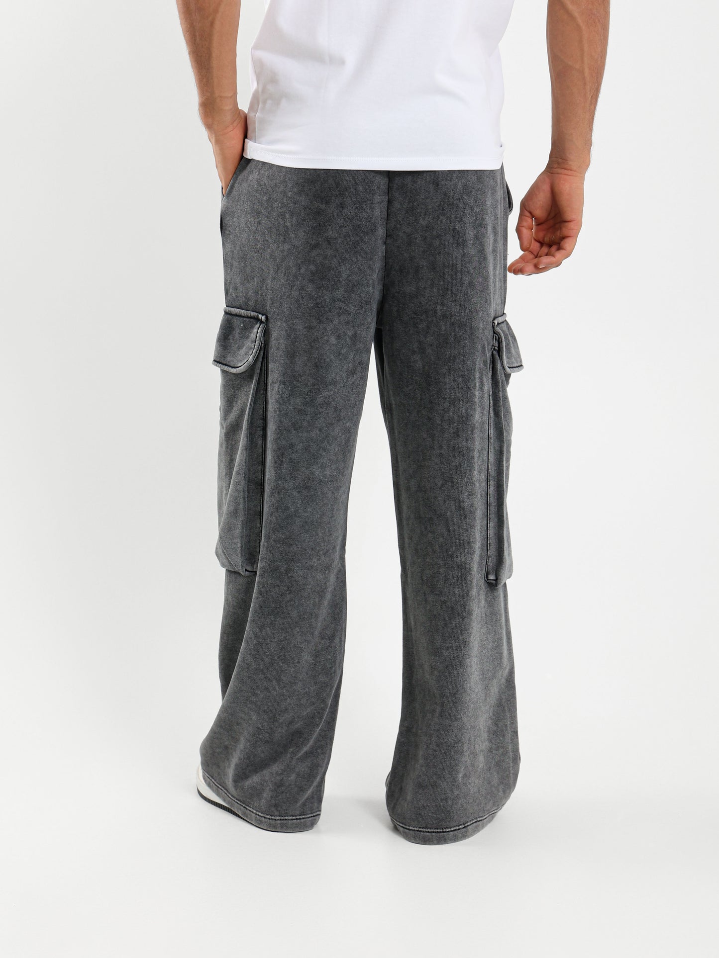 Washed Loose Fit Jogger Pants with Puff Pockets