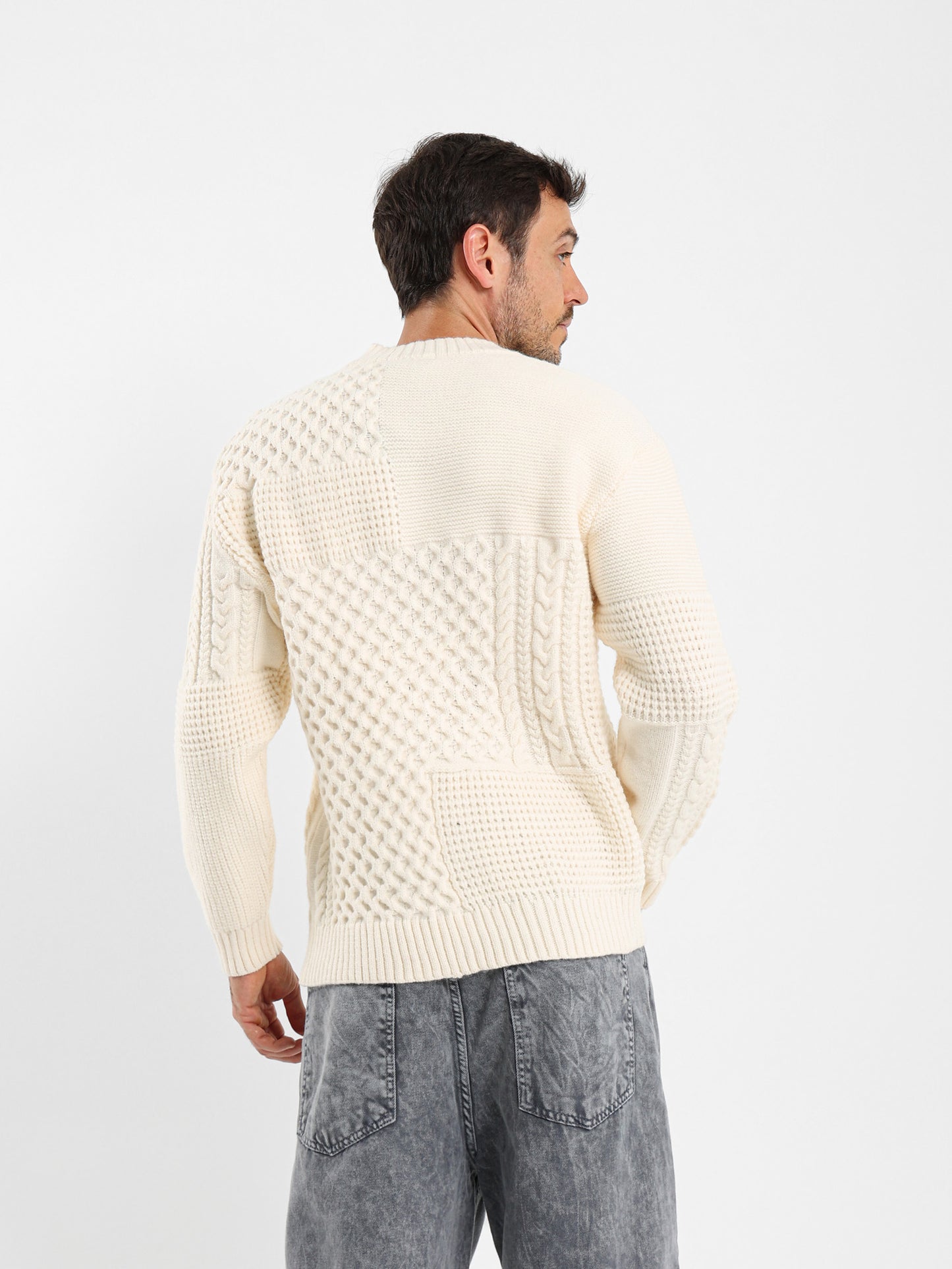 Relaxed Patchwork Knit Pullover