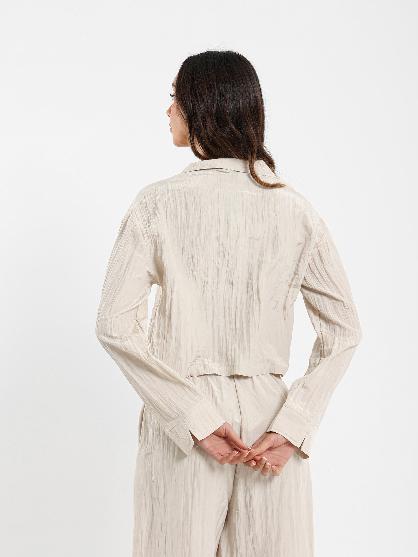 Textured Cropped Shirt