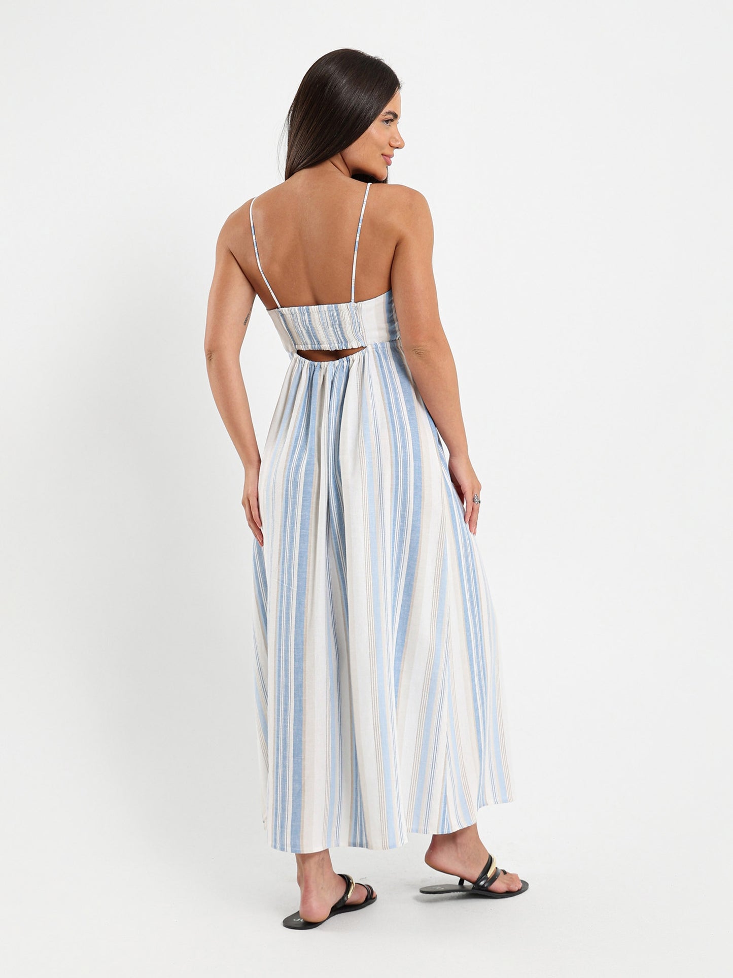 Striped V-Neck Maxi Dress