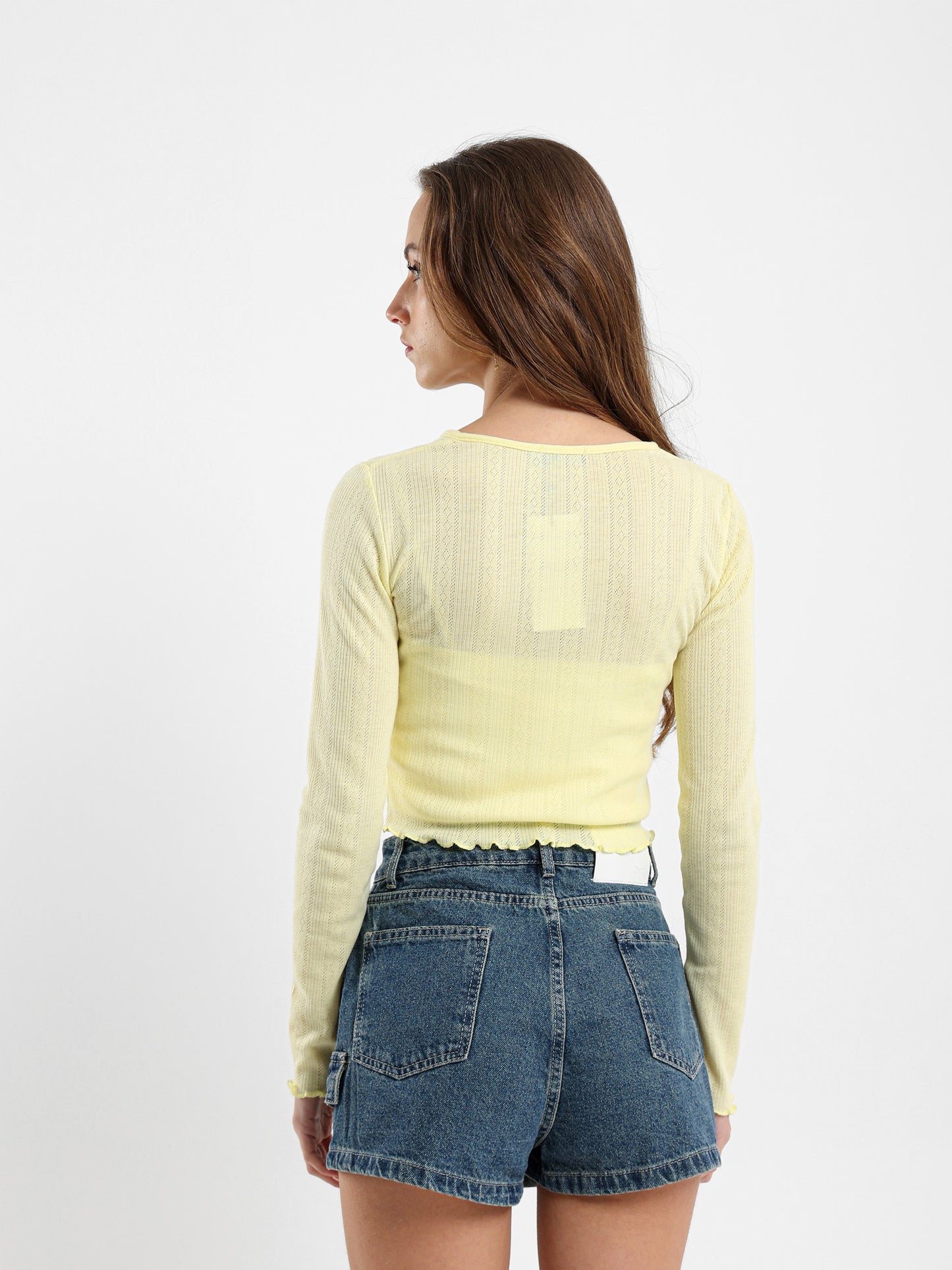 Pointelle Cardigan With Front Tie