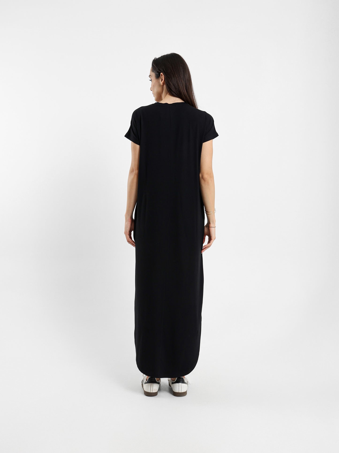 V-Neck Dress With Round Hem