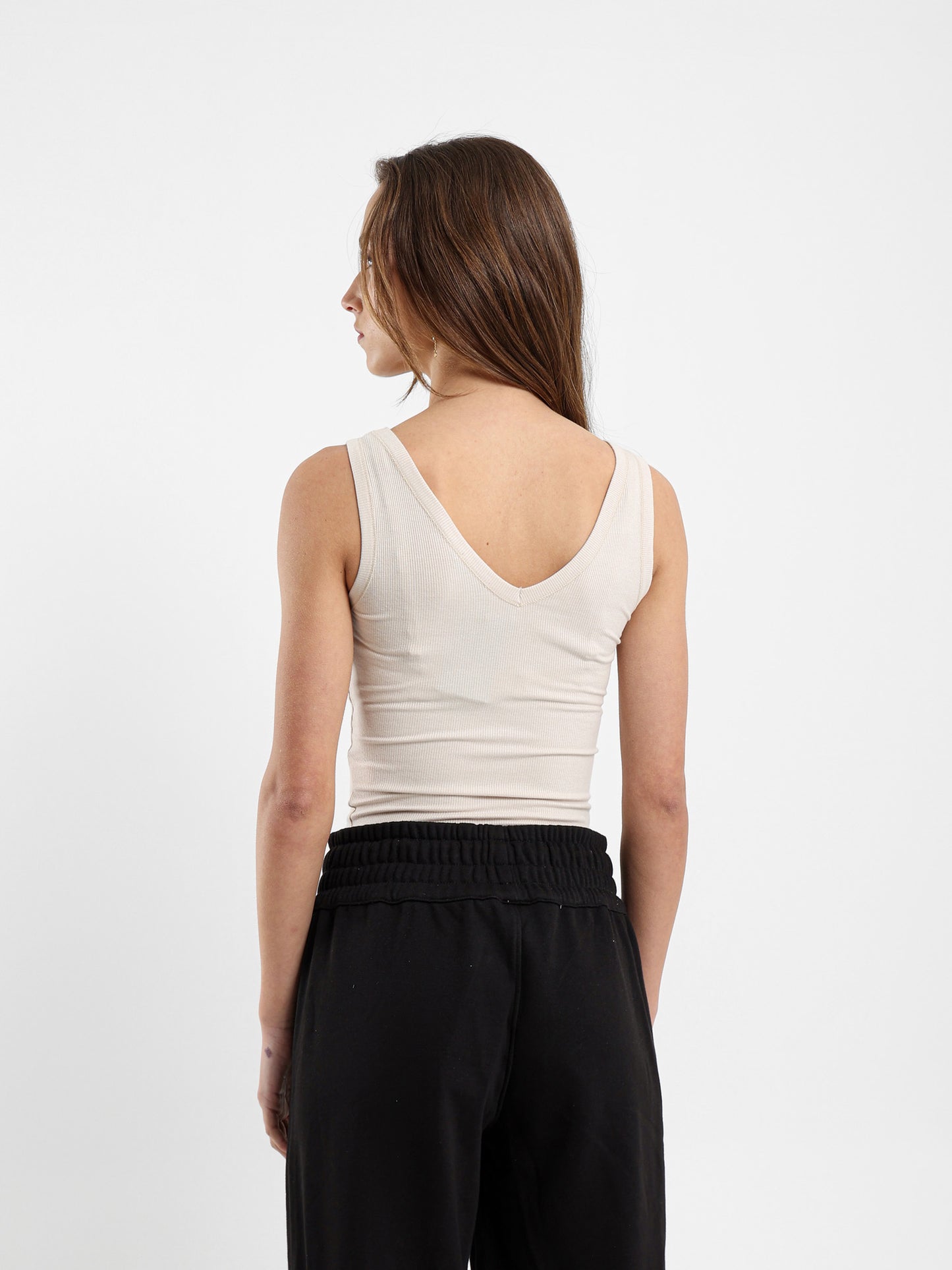 Ribbed V-Neck Sleeveless Top