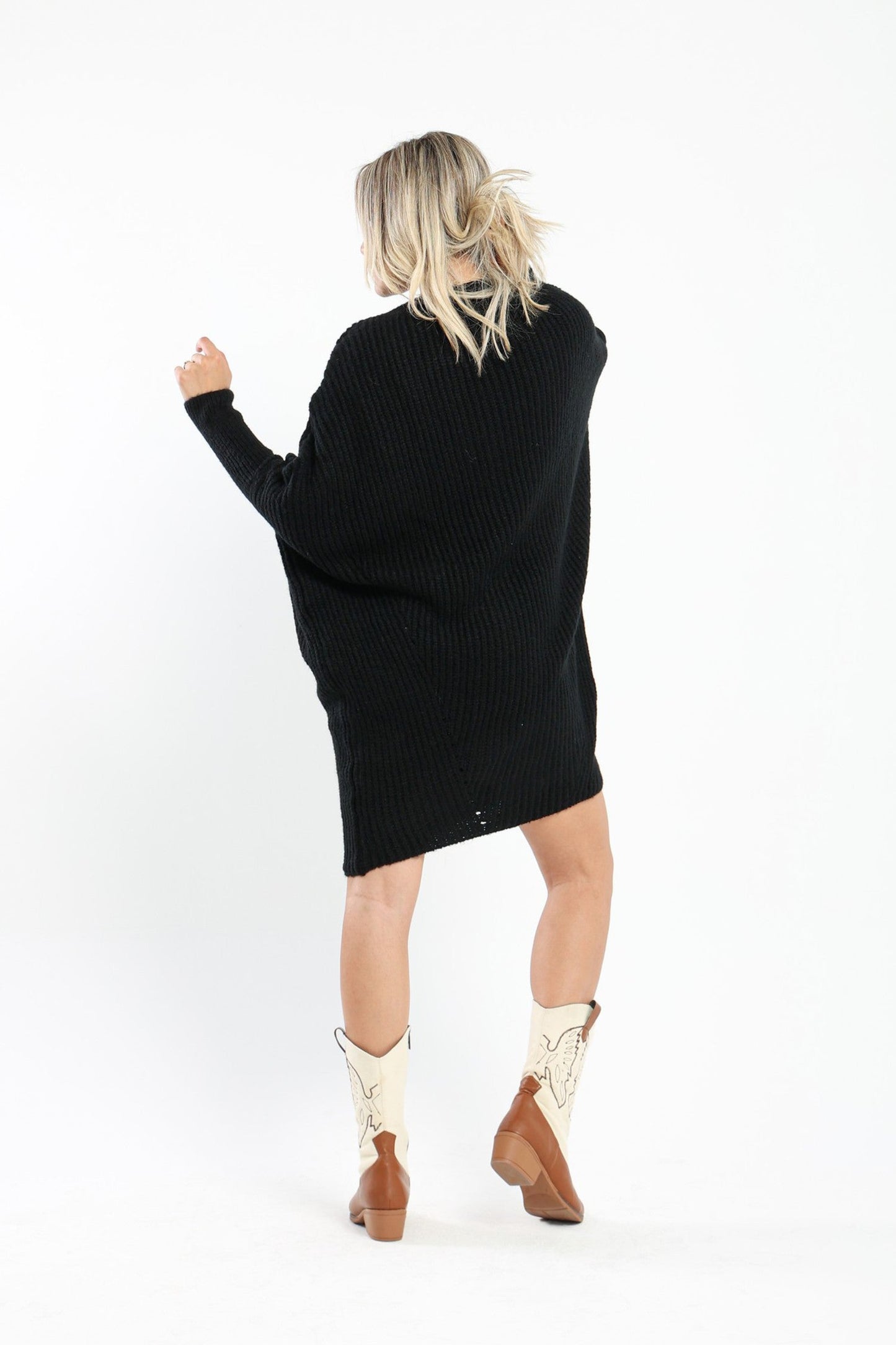 Dress - Knitted - Batwing Sleeves