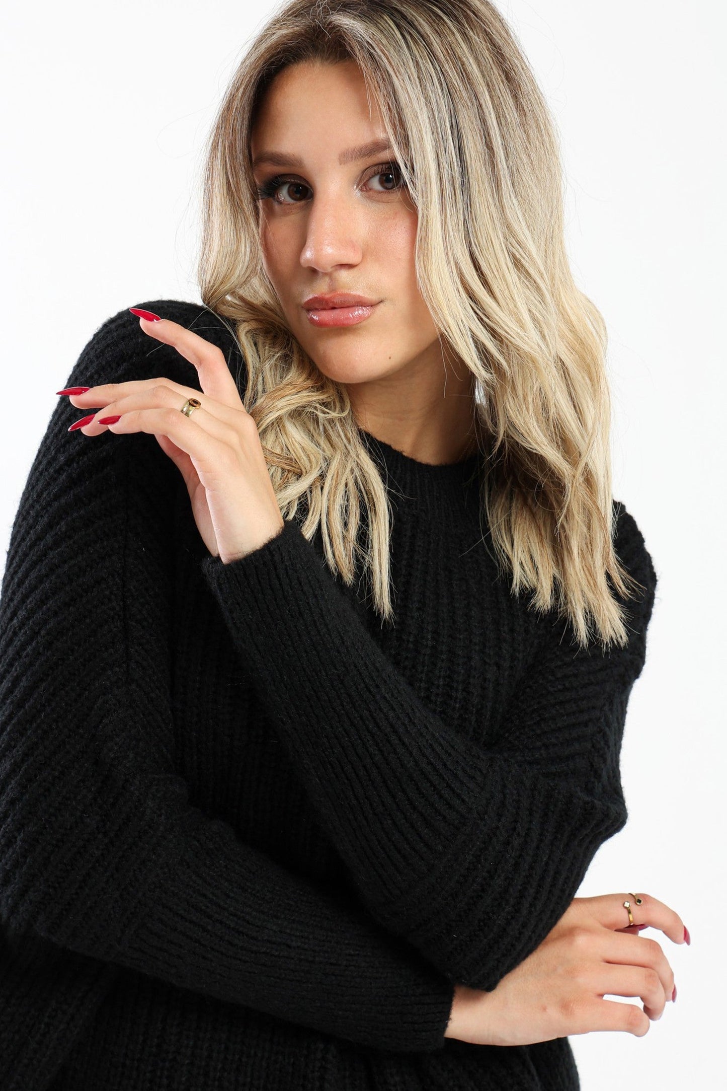 Dress - Knitted - Batwing Sleeves