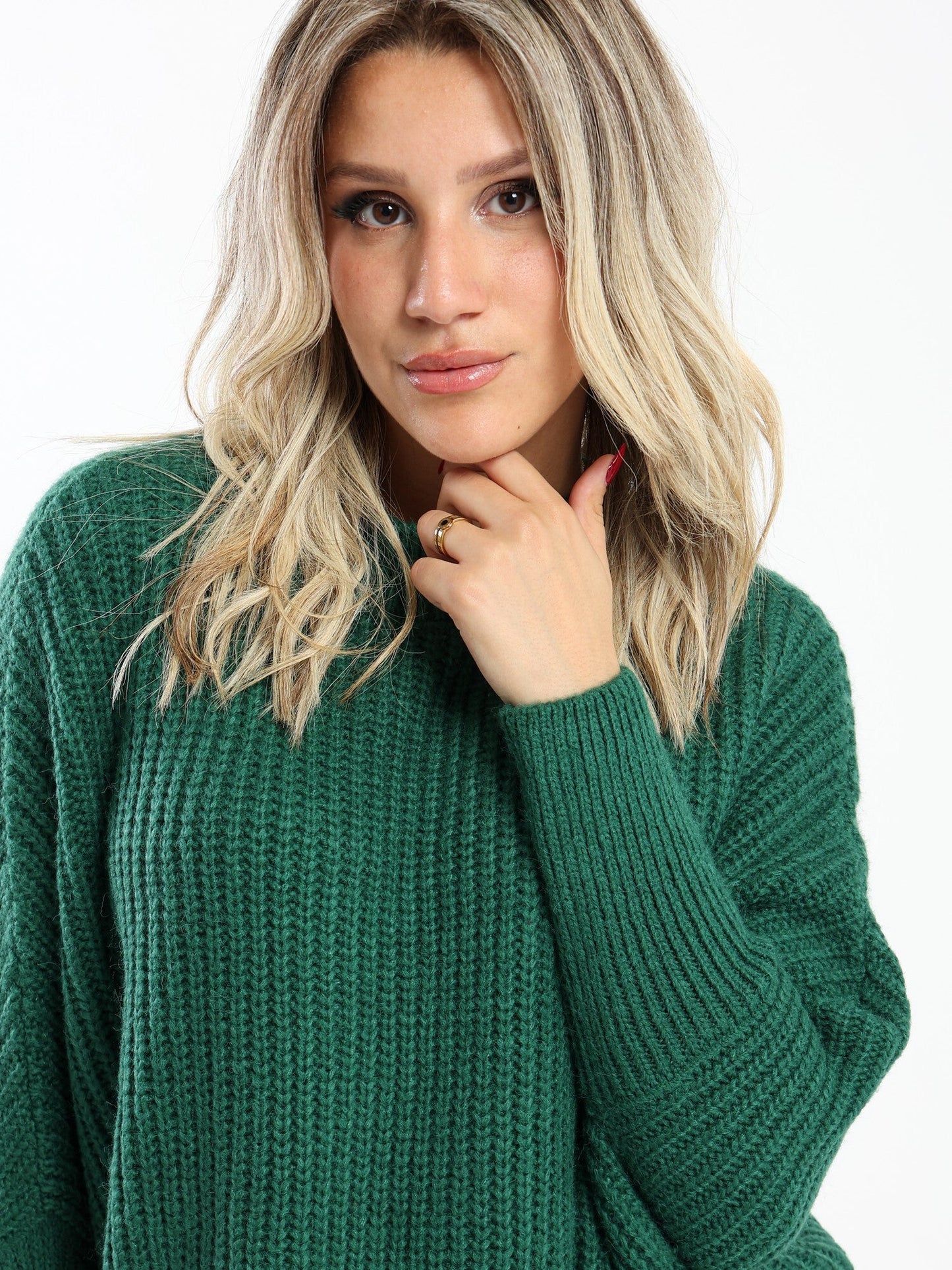 Dress - Knitted - Batwing Sleeves