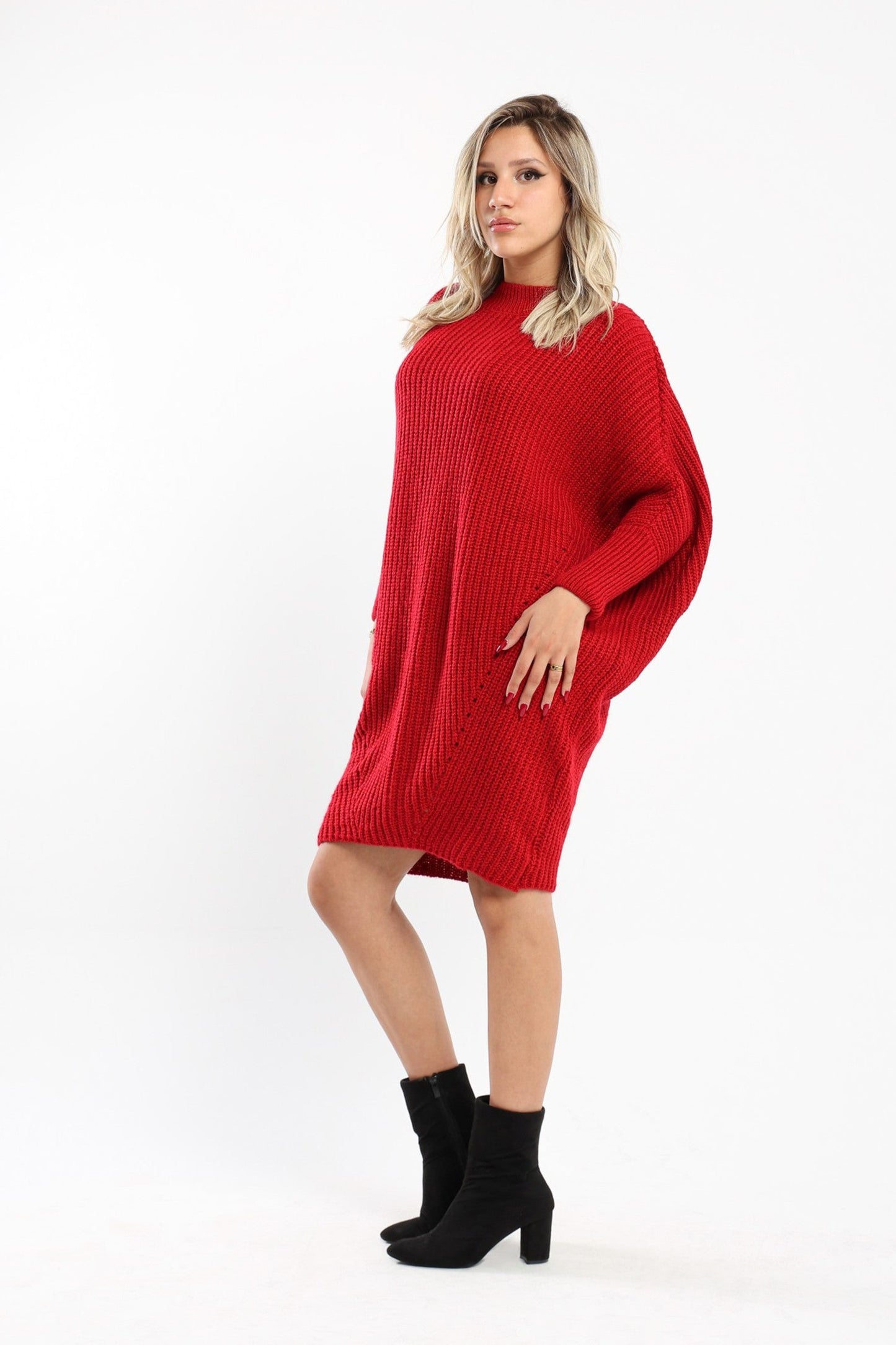 Dress - Knitted - Batwing Sleeves