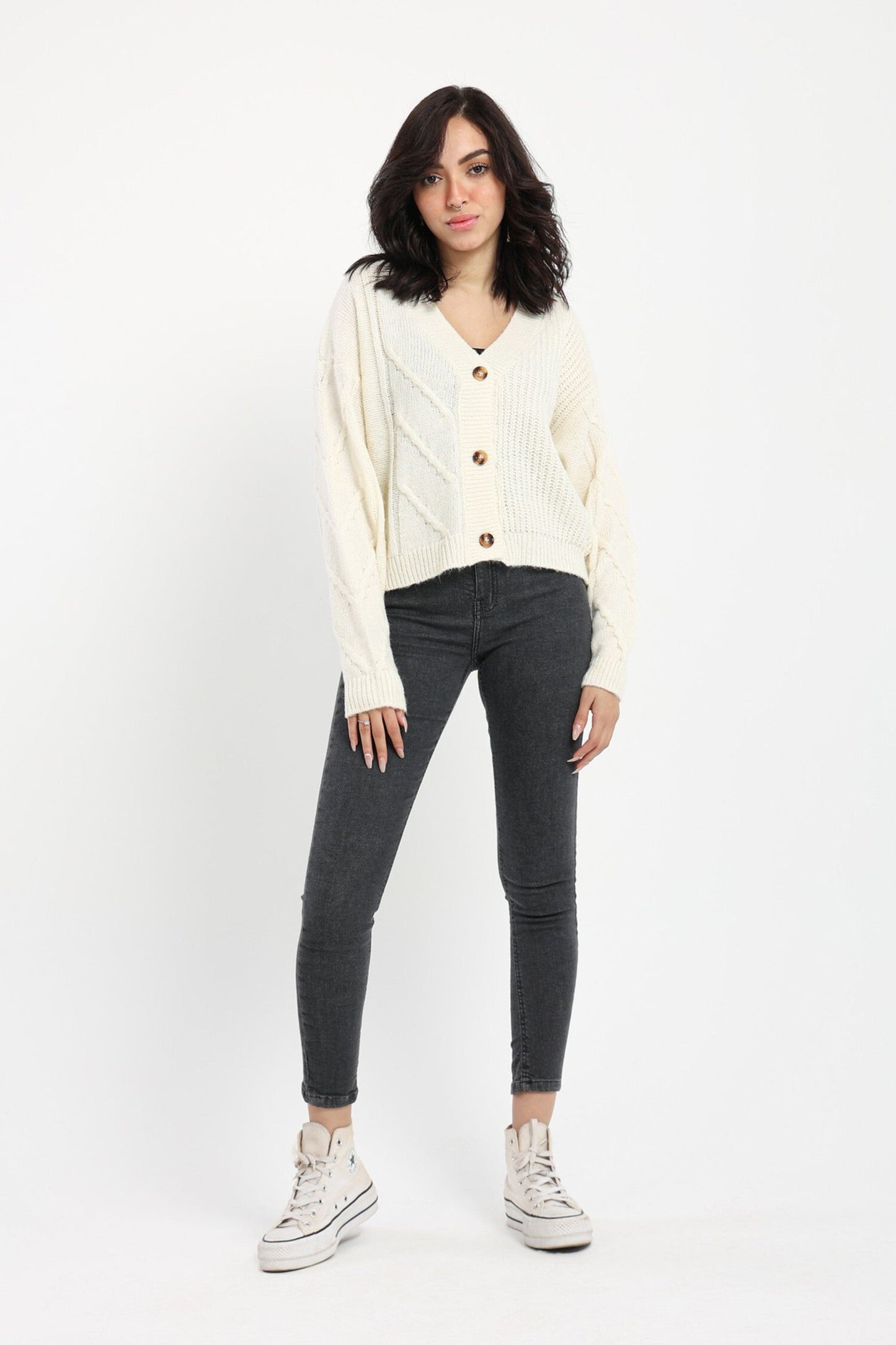 Cardigan - Cable Half English Knit