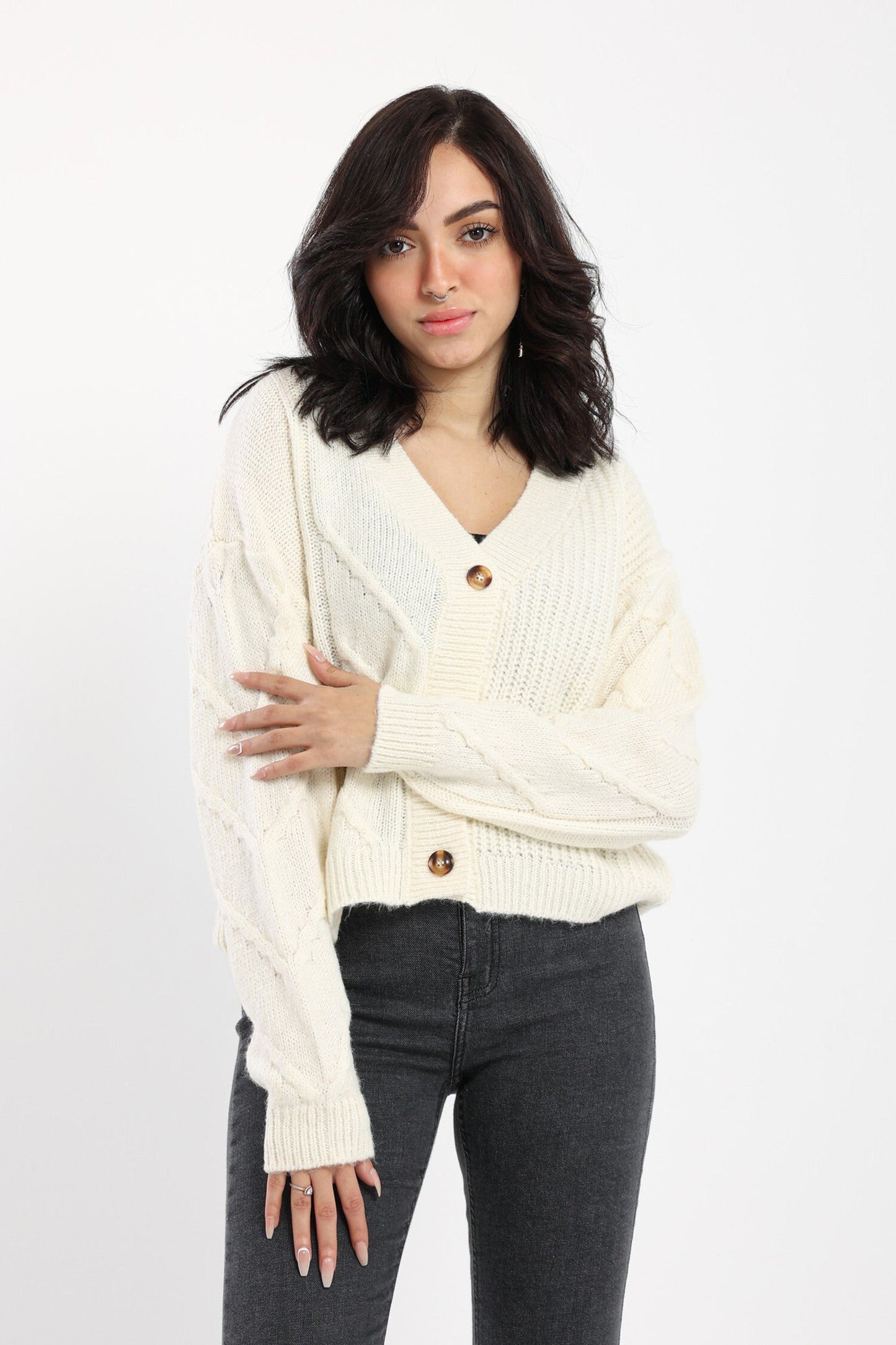 Cardigan - Cable Half English Knit
