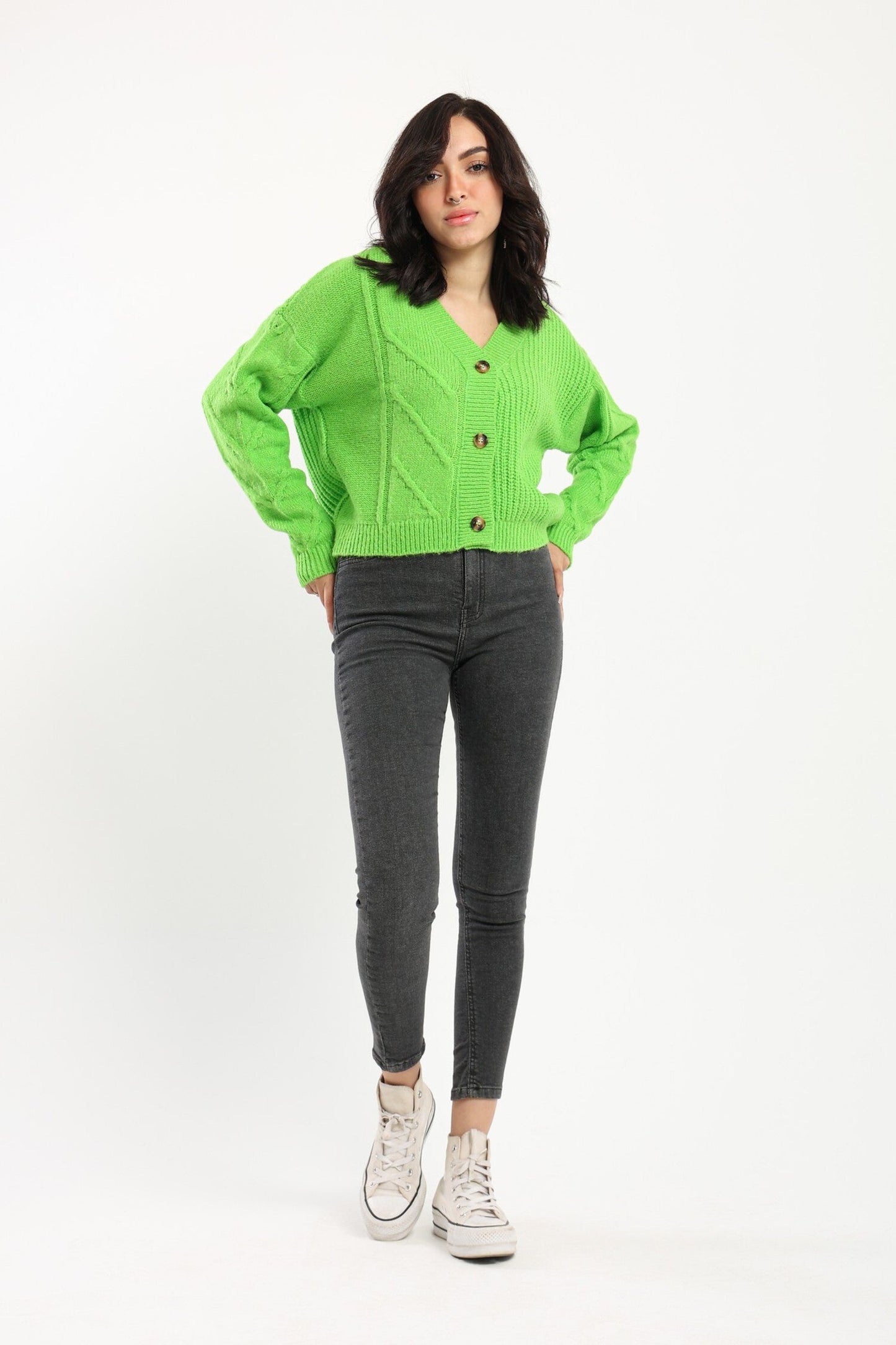 Cardigan - Cable Half English Knit