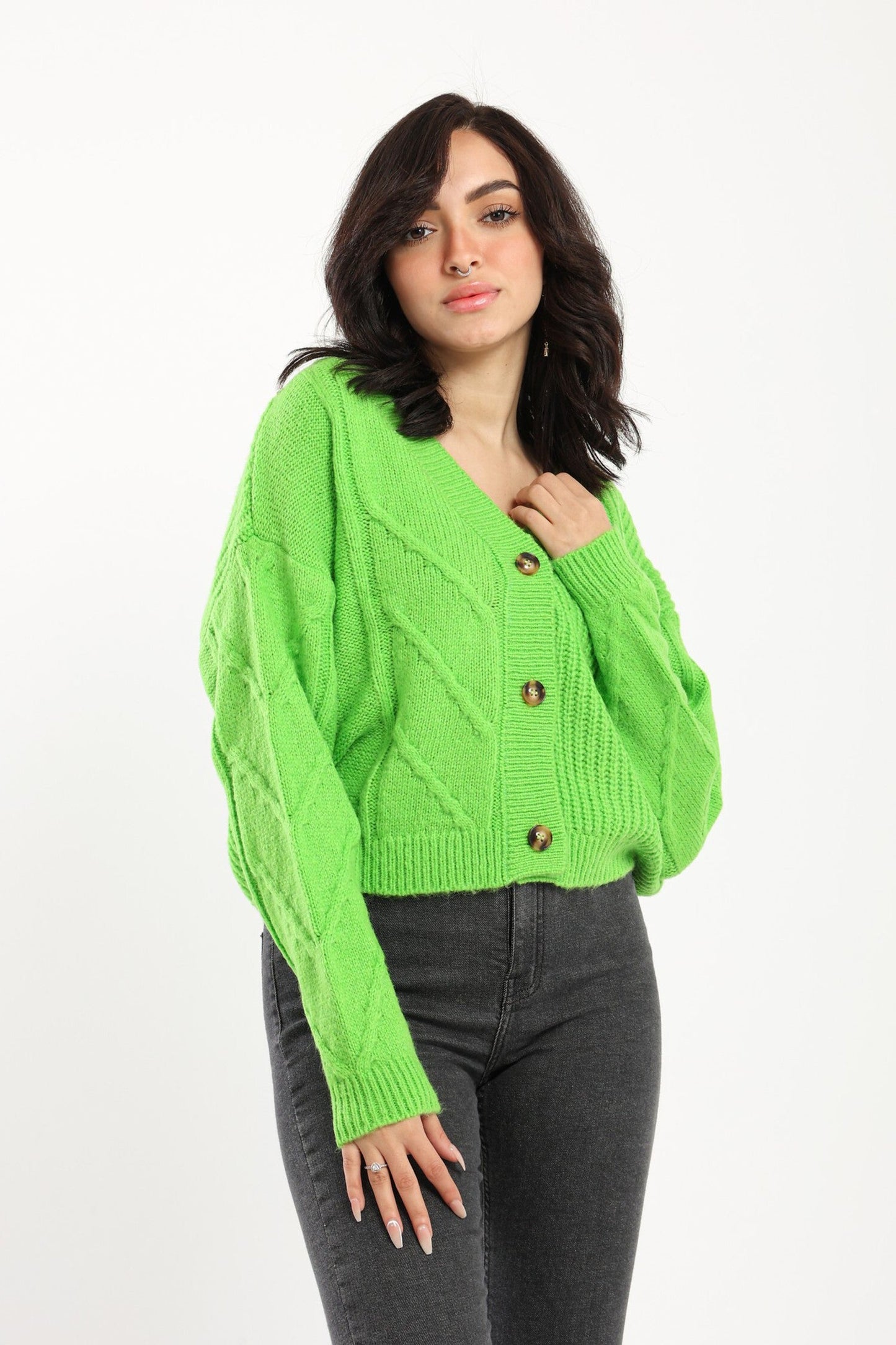 Cardigan - Cable Half English Knit