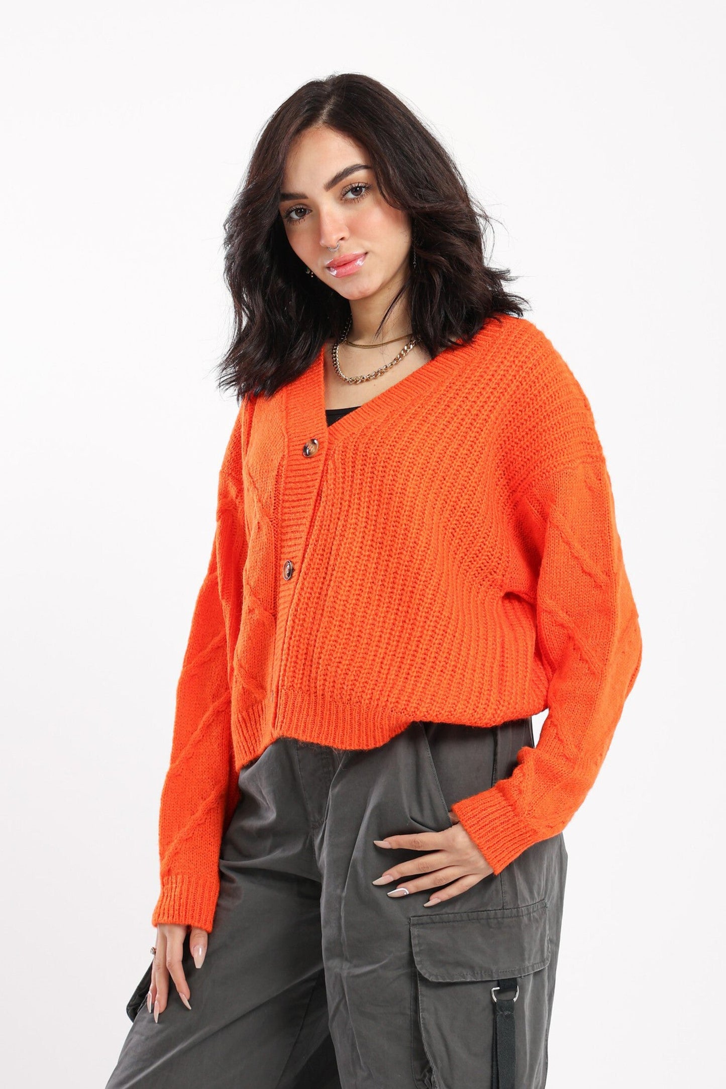 Cardigan - Cable Half English Knit