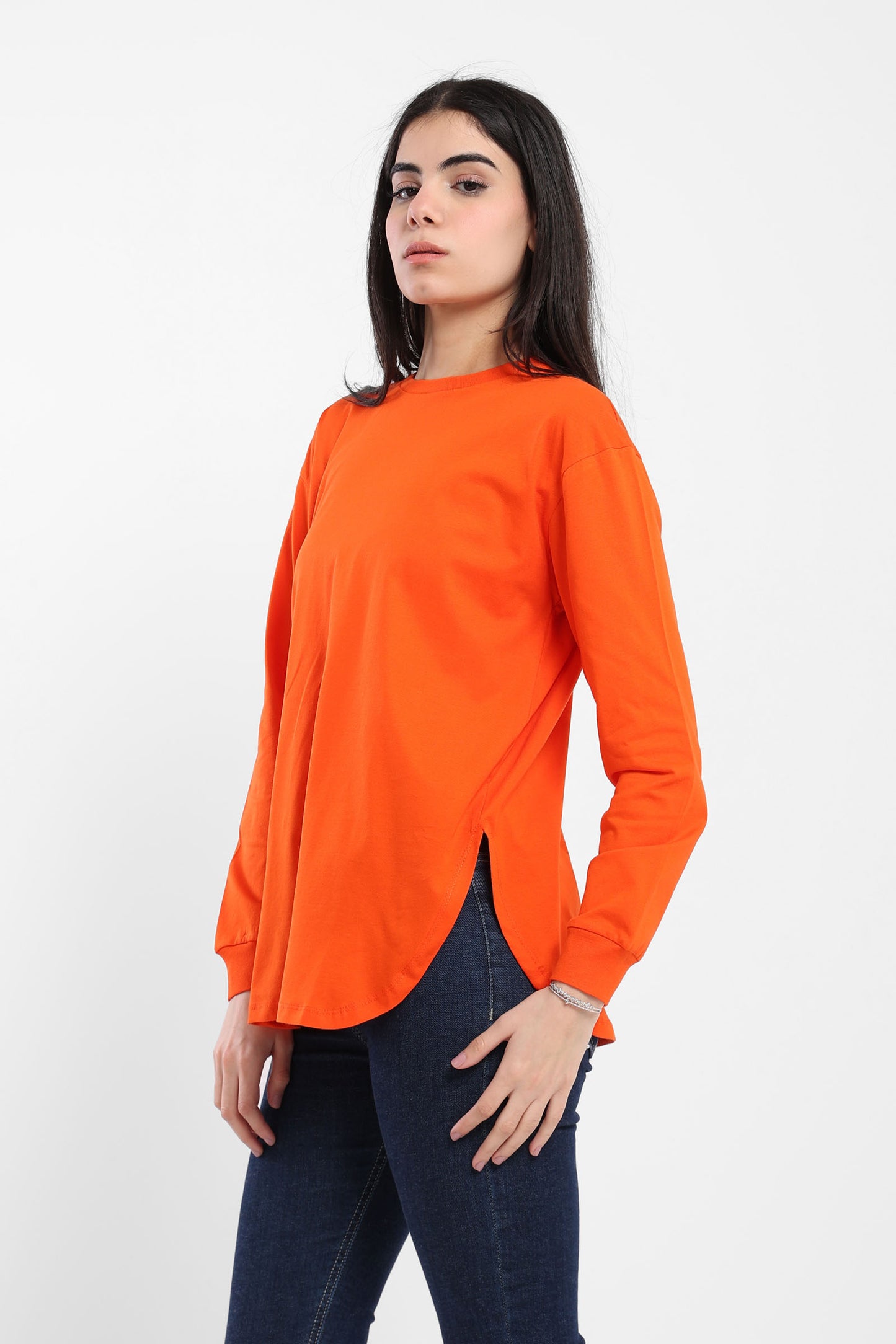 Long Sleeves Round Hem With Slits - Outlet