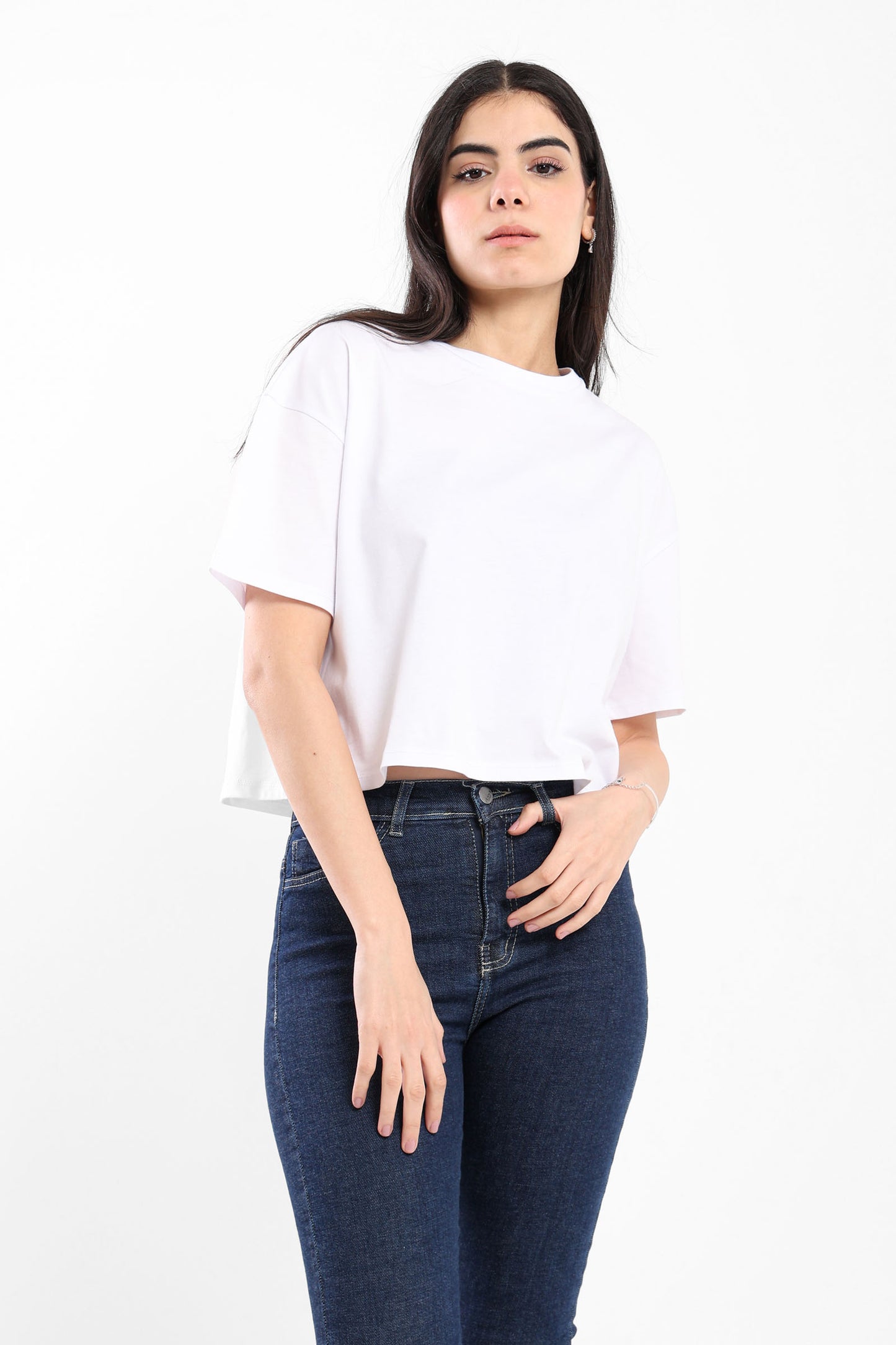 Casual Half Sleeves Tee Plain/Block - Outlet