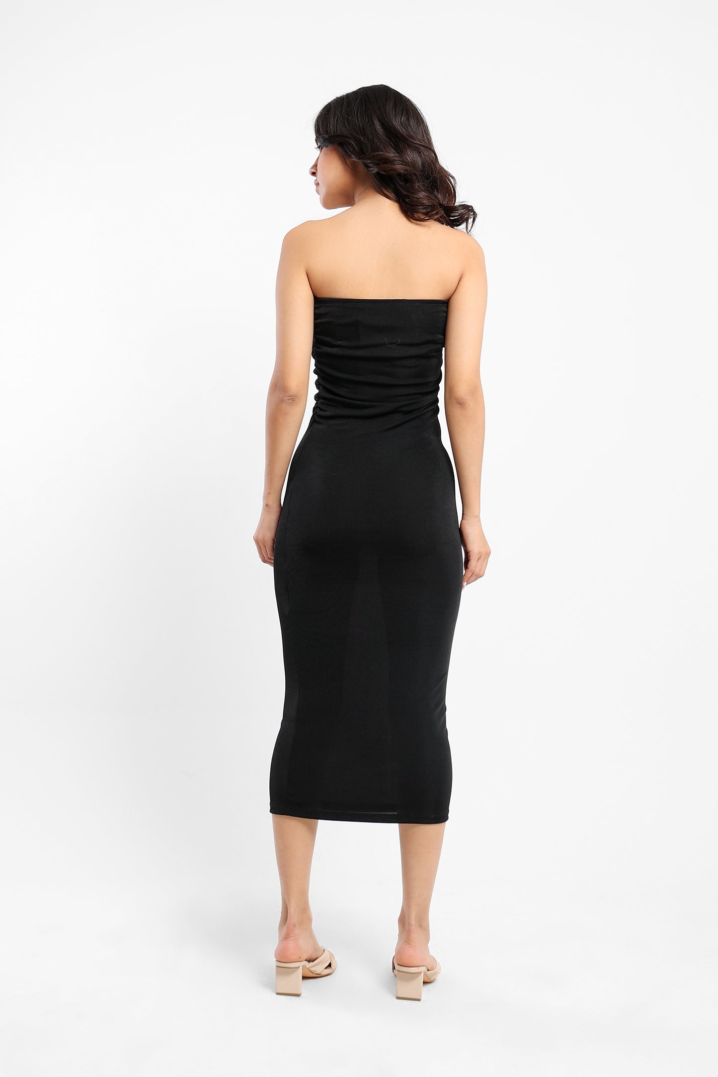 Short Midi Dress with Ruching - Outlet