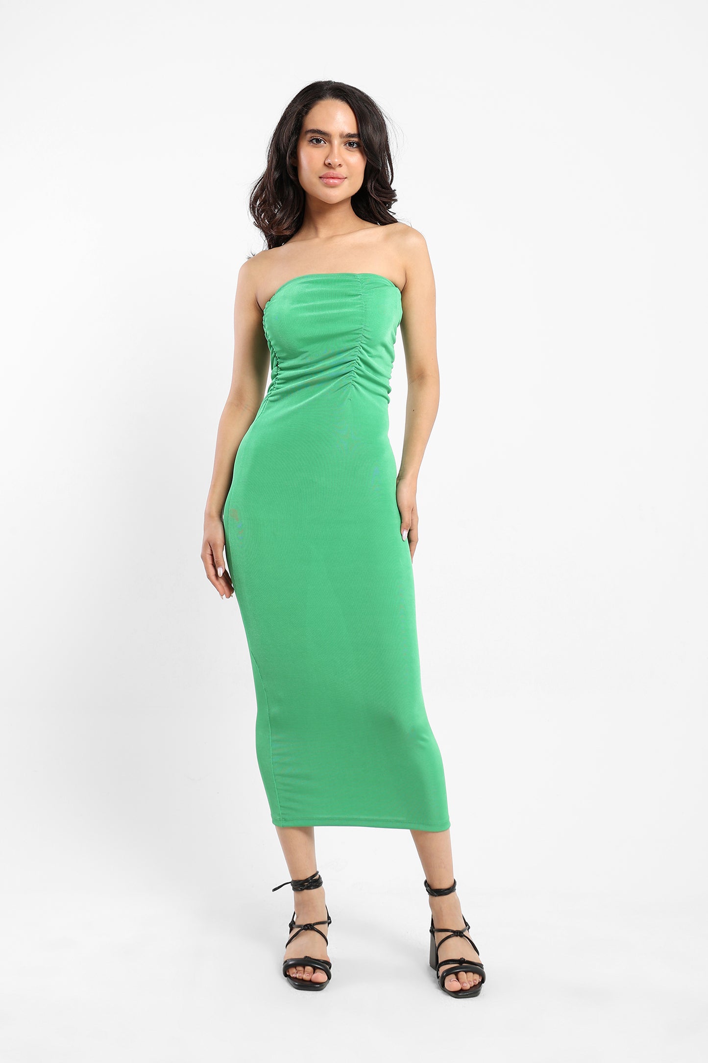 Short Midi Dress with Ruching - Outlet