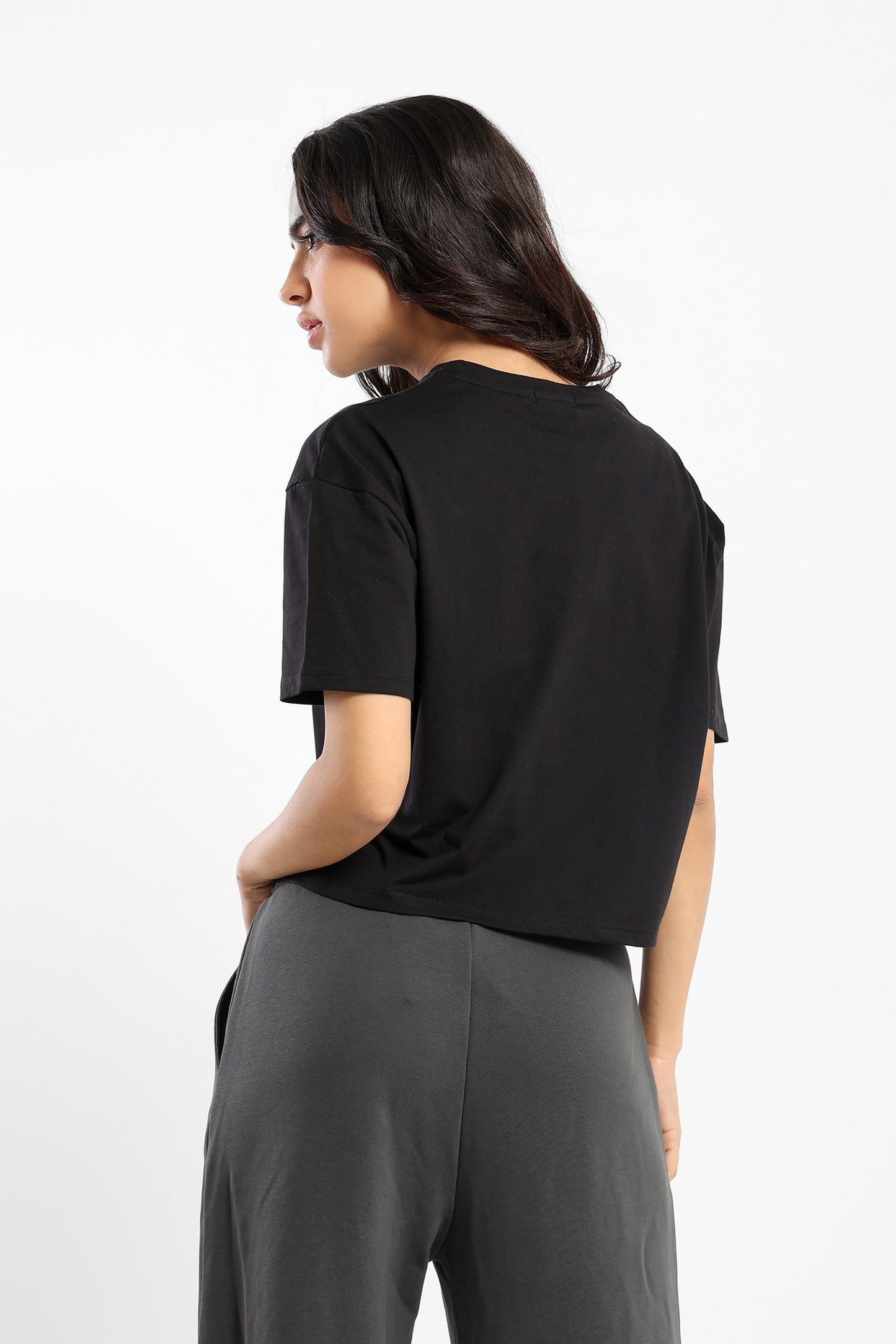 Casual Half Sleeves Tee Plain/Block - Outlet