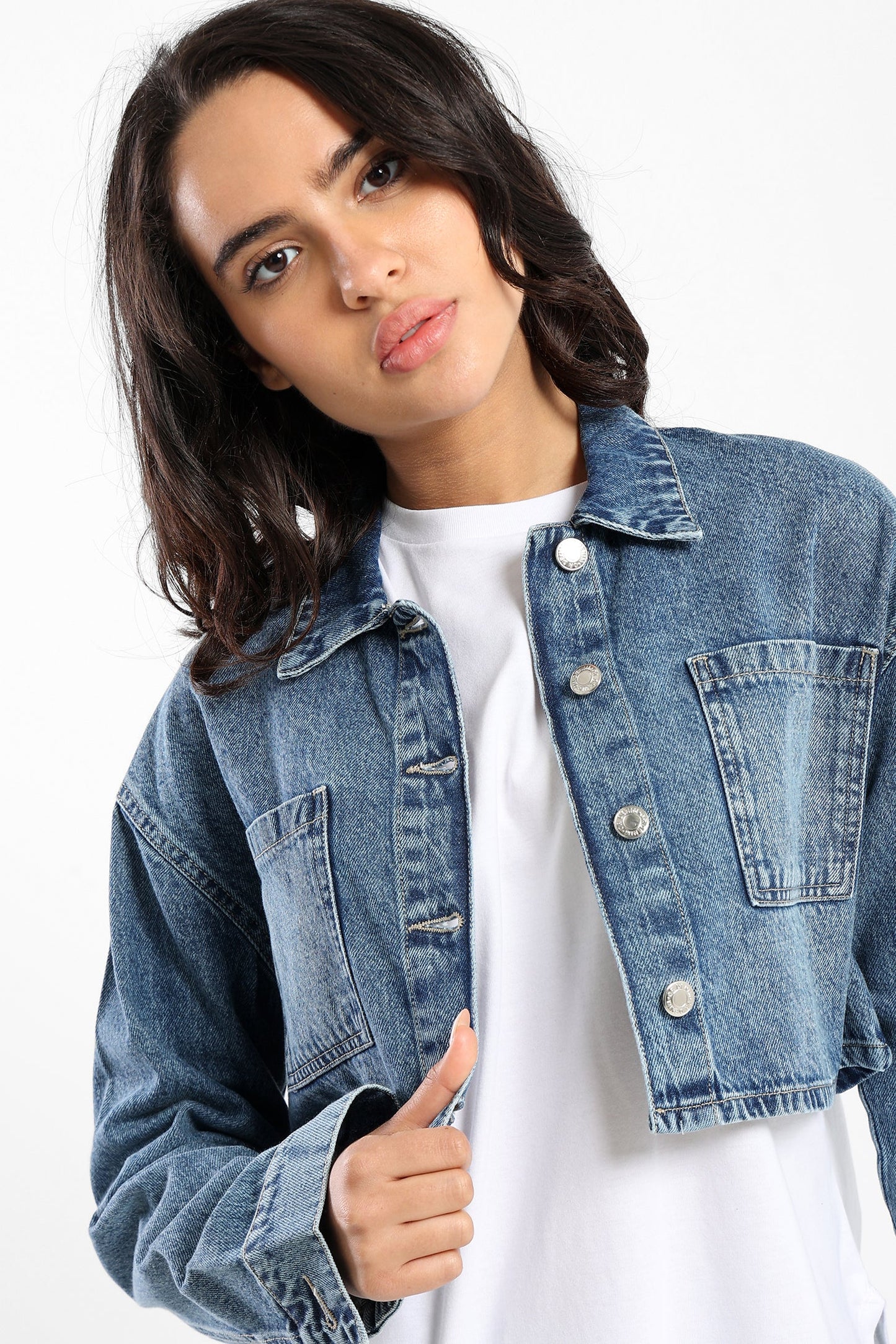 Denim Jacket - Cropped- Denim - Outlet