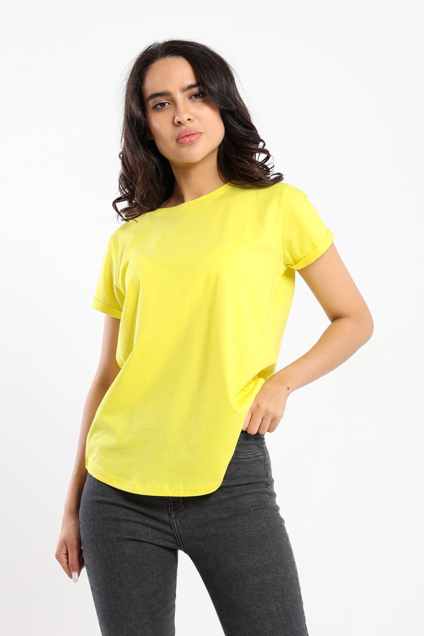 Crew Neck Round Hem Tshirt - Outlet