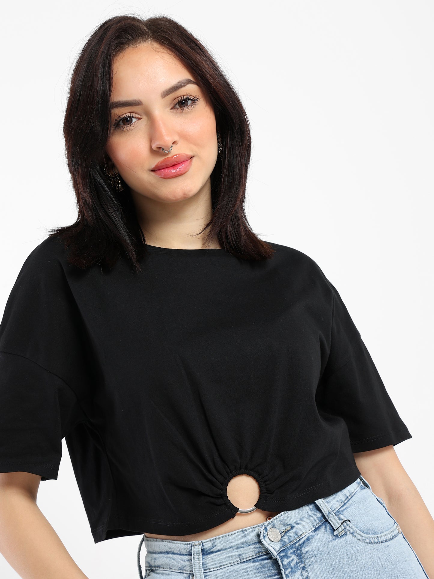 Cropped T-Shirt with Ring - Outlet
