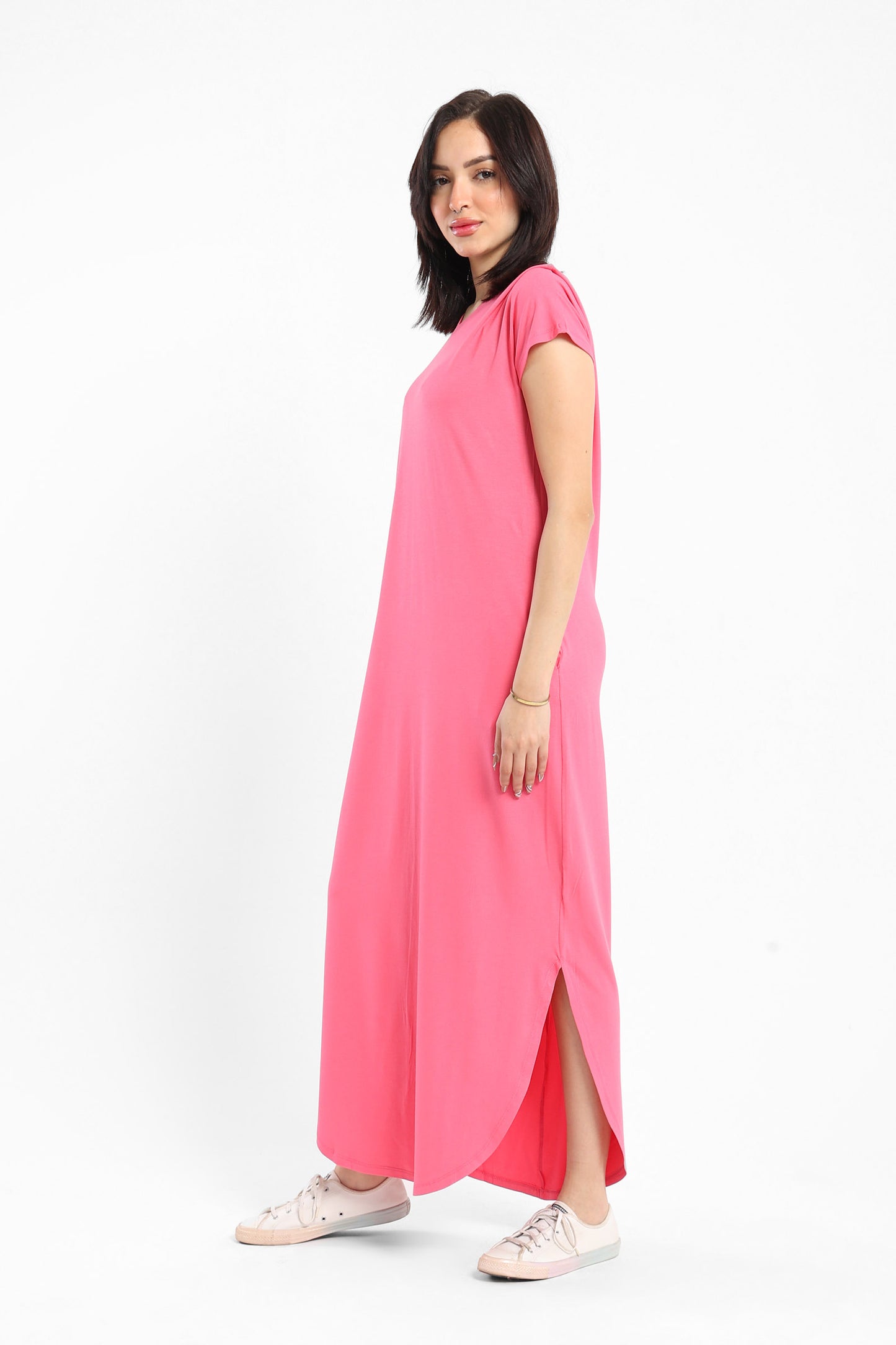 Dress V-Neck W/Round Hem Dress - Outlet