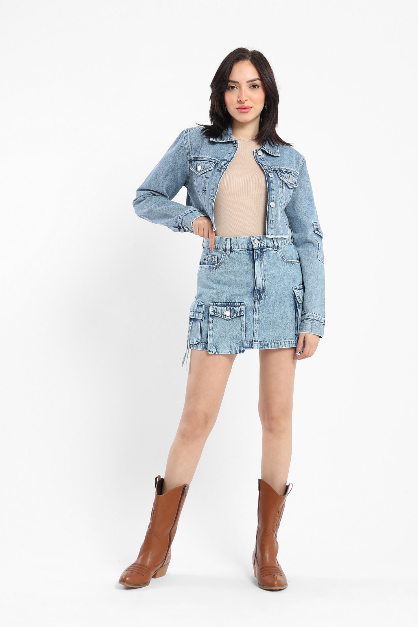 Jacket Cropped Denim Jacket - Outlet