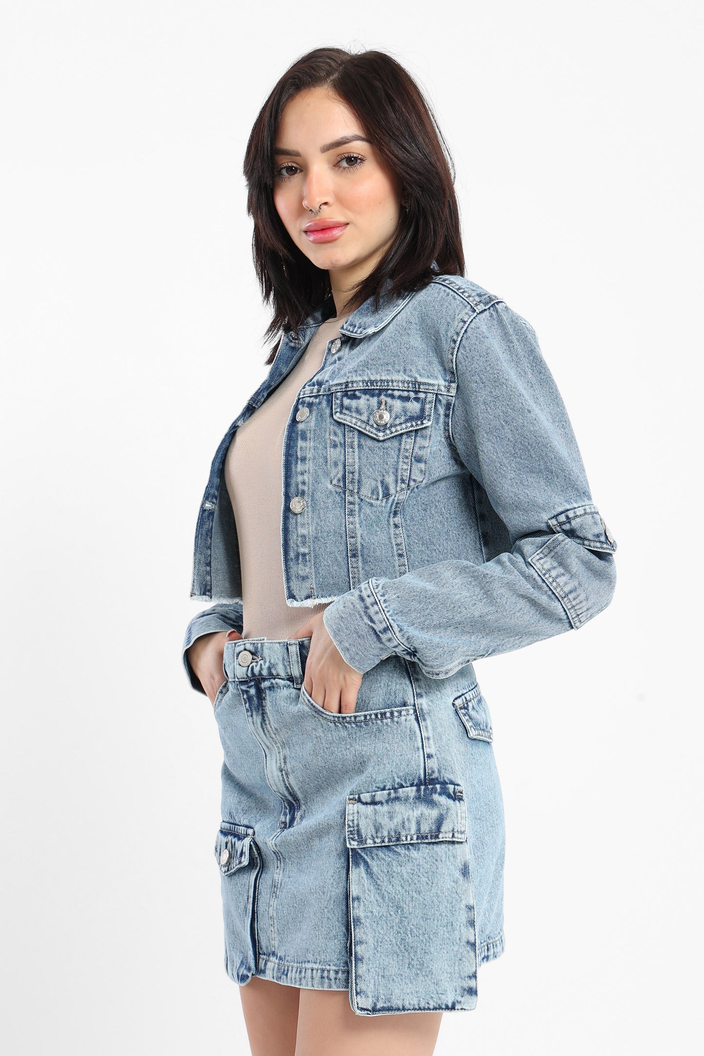 Jacket Cropped Denim Jacket - Outlet