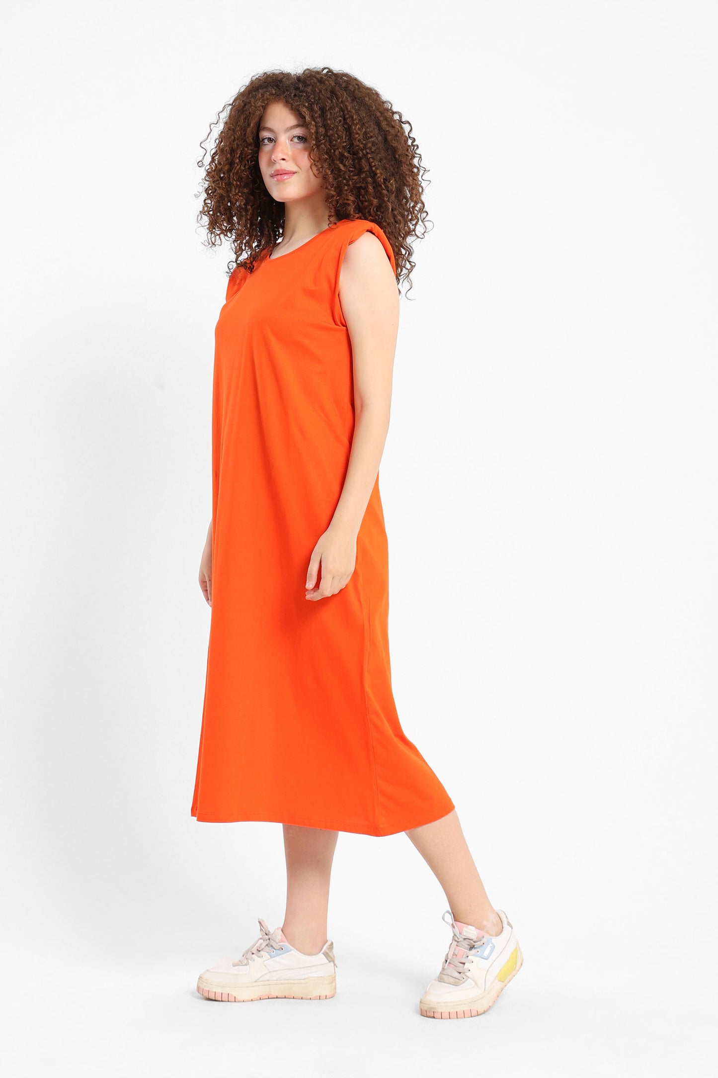 Dress Sleeveless Shoulder Padded Dress - Outlet
