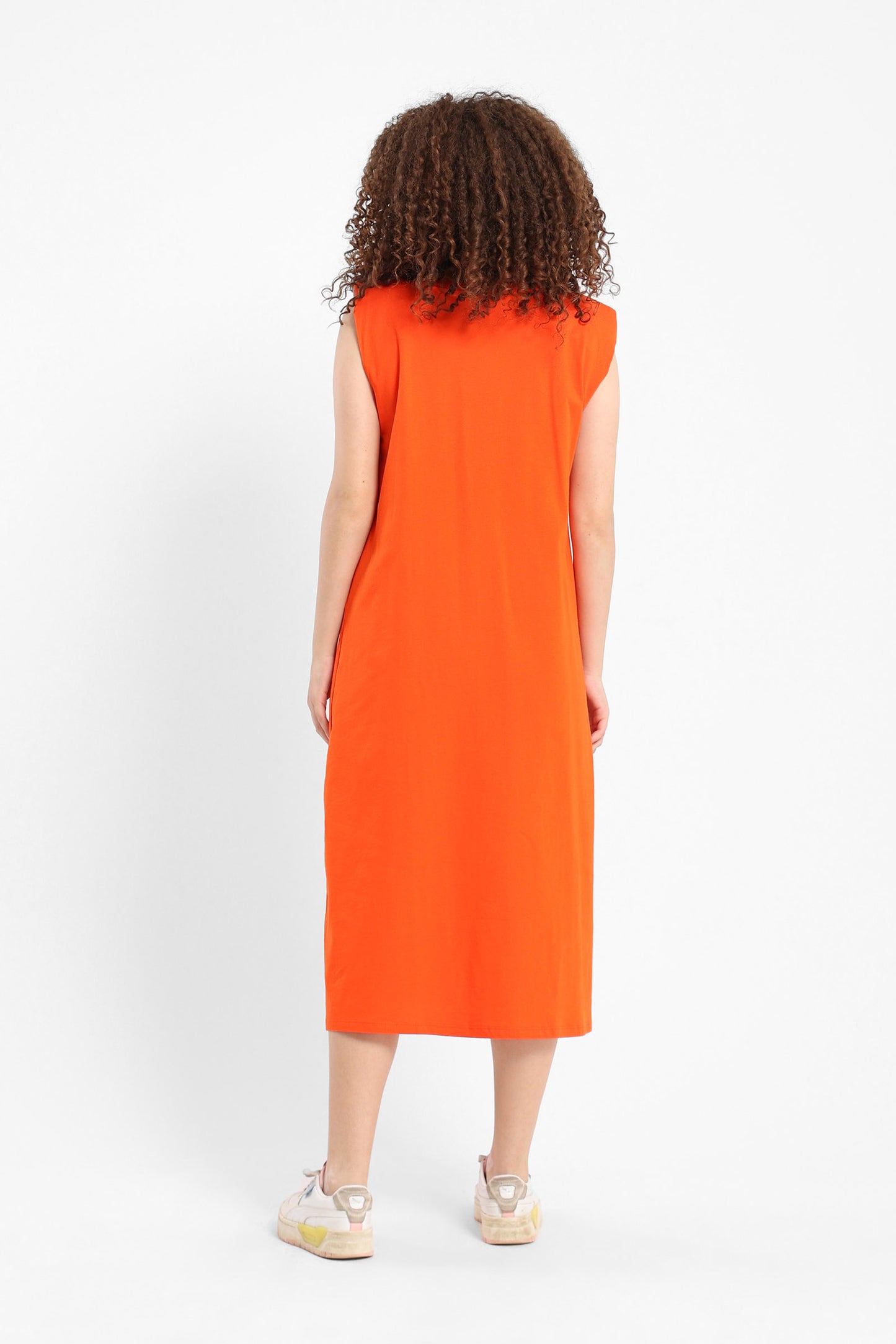 Dress Sleeveless Shoulder Padded Dress - Outlet