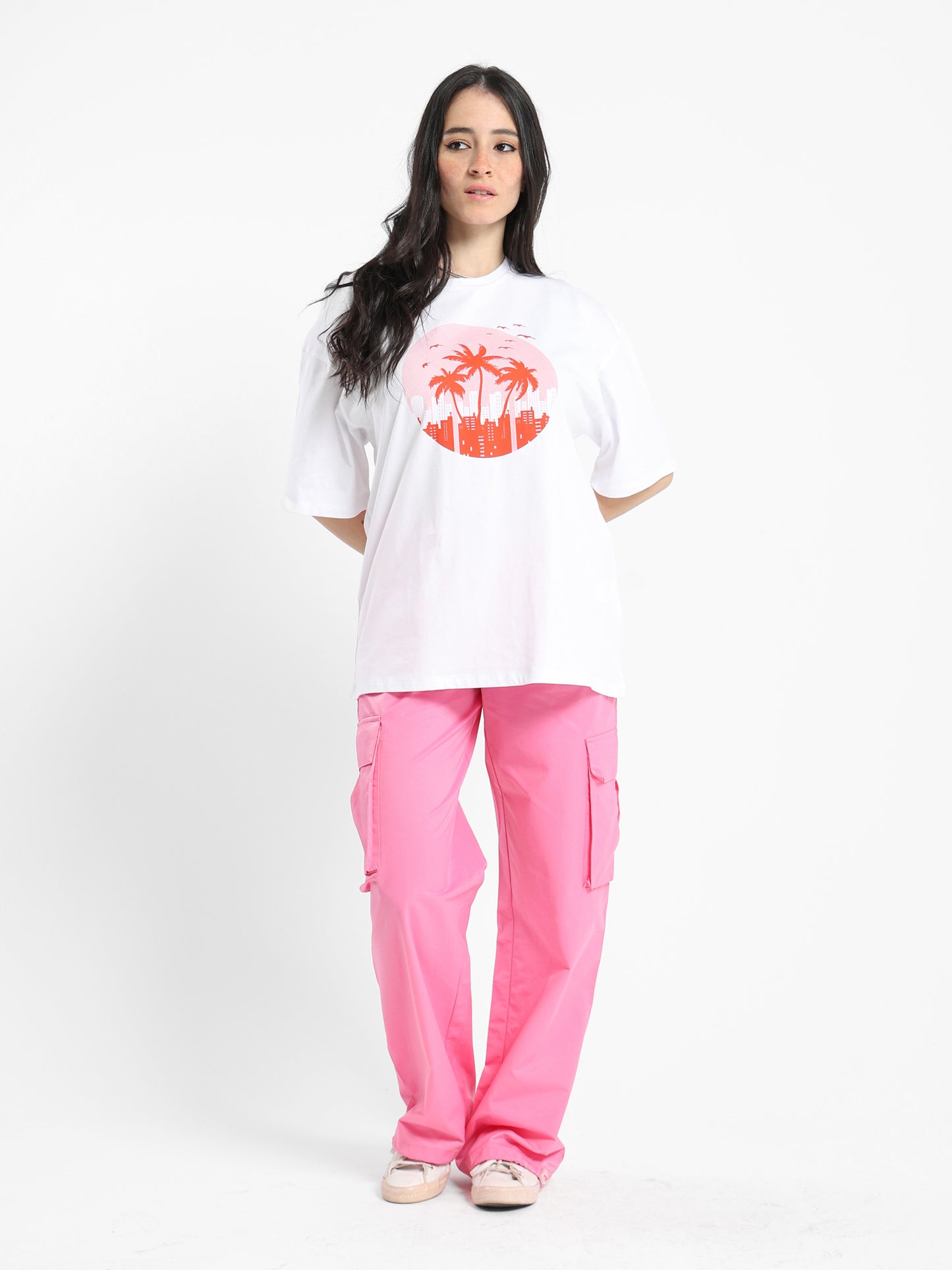 Oversized Palm Print T-Shirt - Outlet