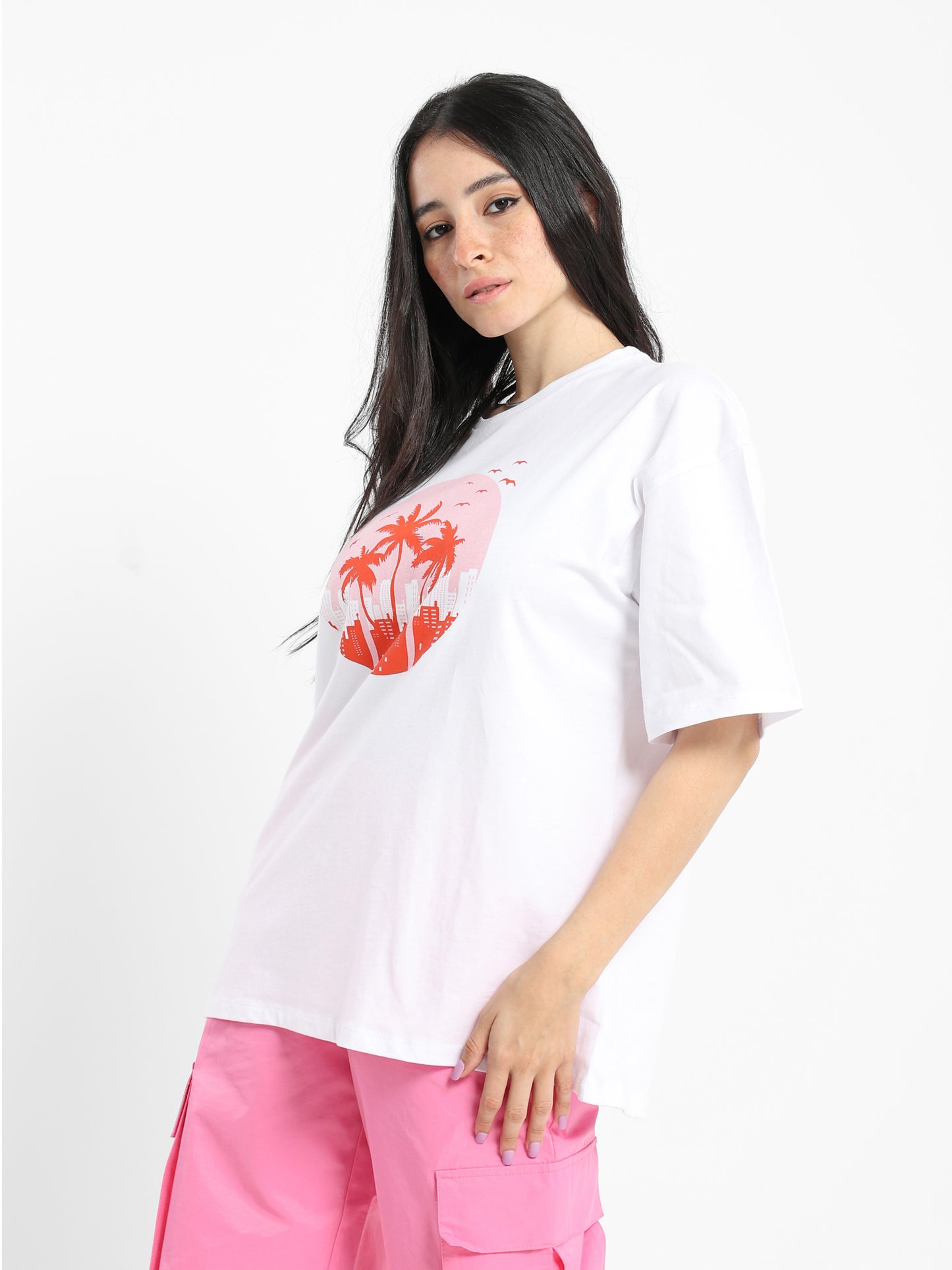 Oversized Palm Print T-Shirt - Outlet