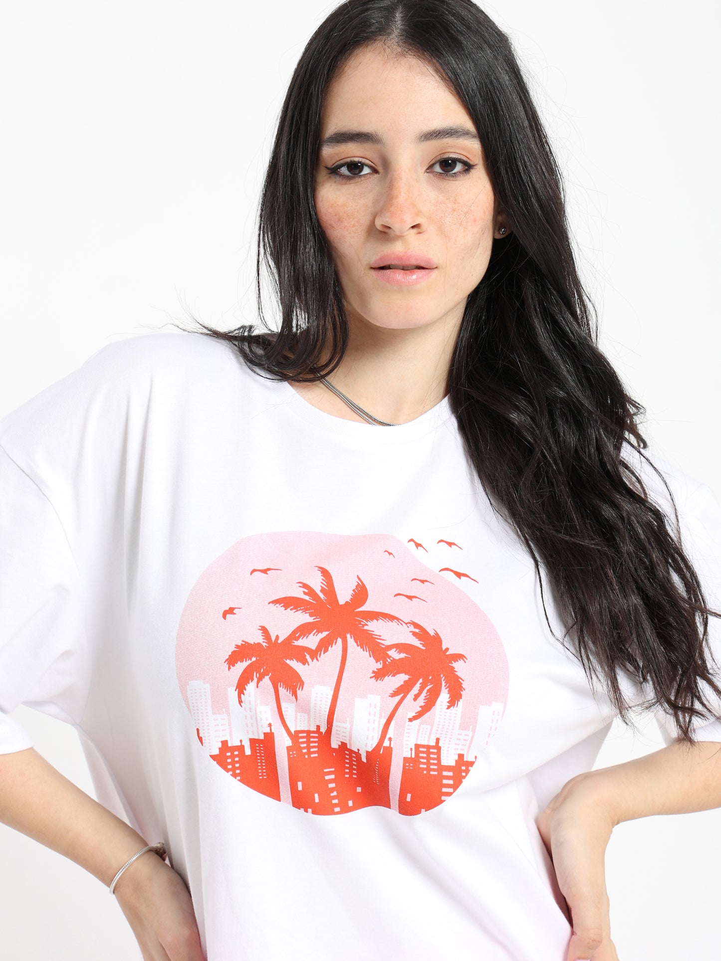 Oversized Palm Print T-Shirt - Outlet