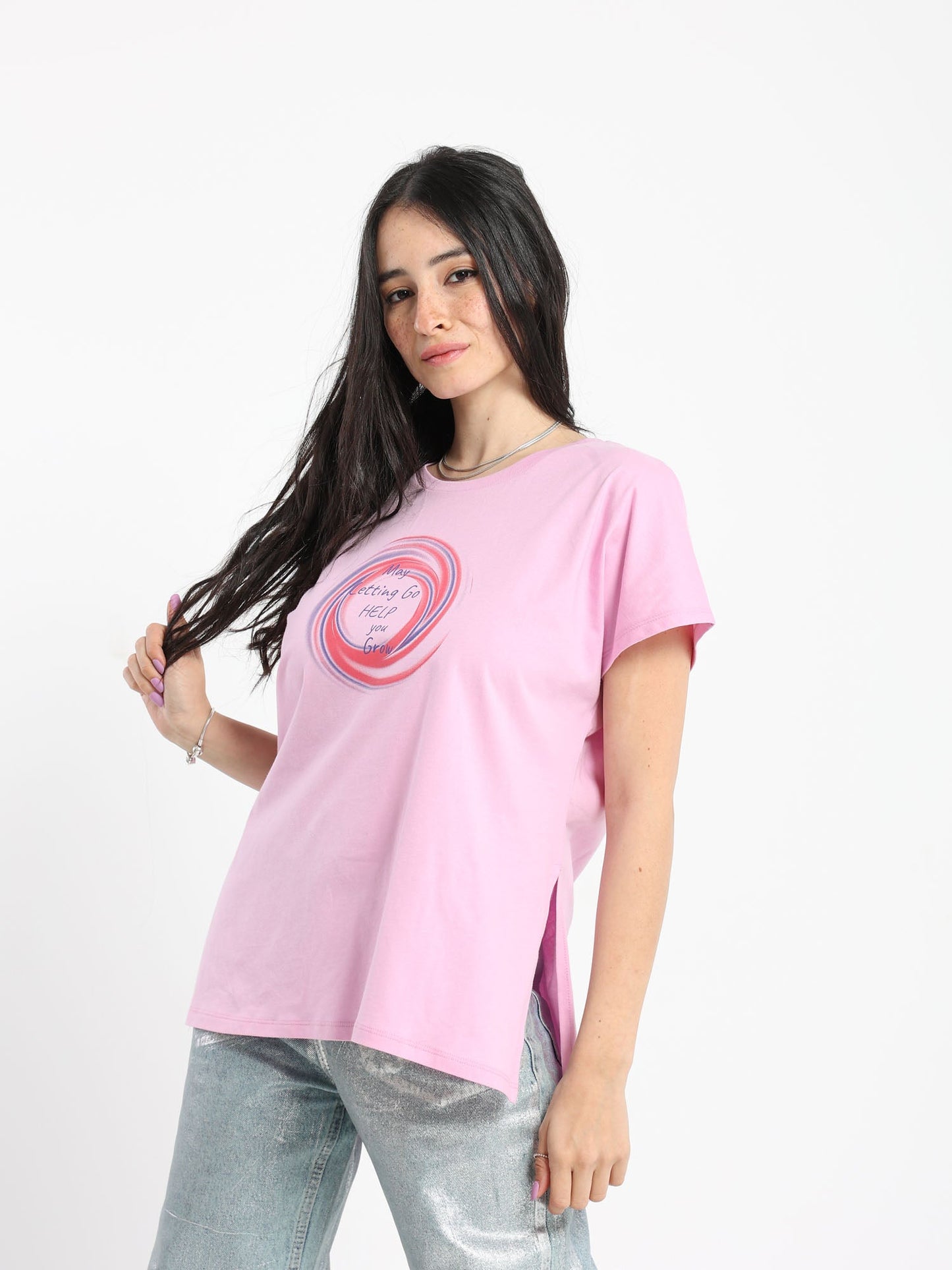 T-Shirt - "May Letting Go" Print - Slit Sides